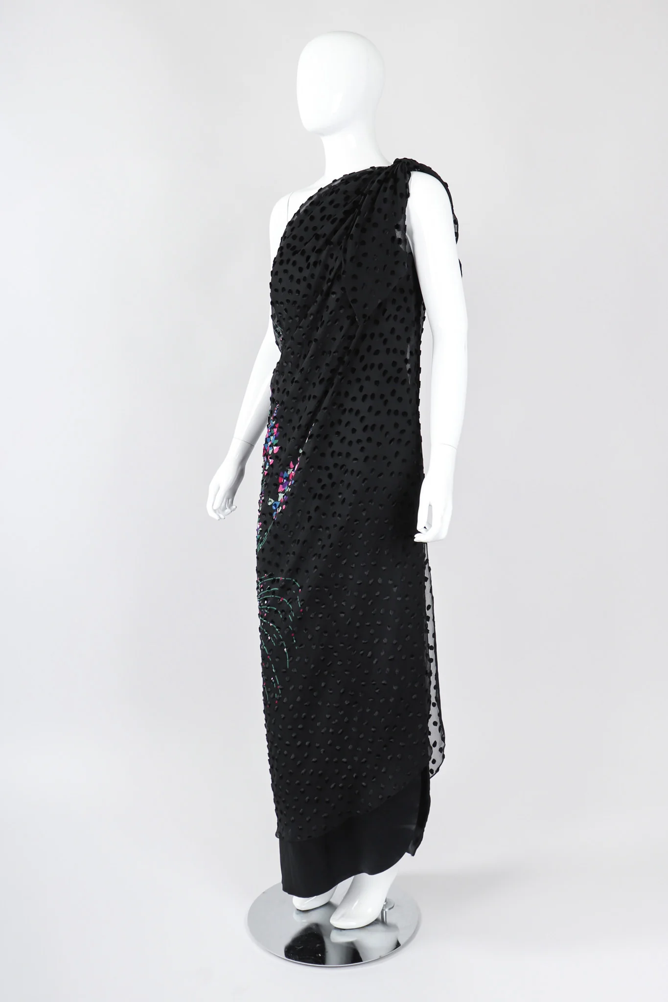 One-Shoulder Velvet Burnout Dress - Image 3