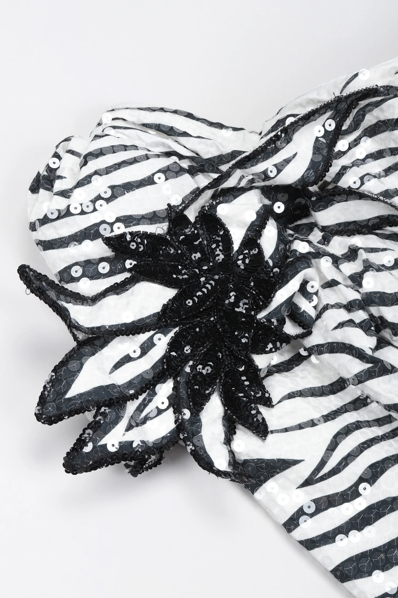 One-Shoulder Zebra Sequin Gown - Image 11