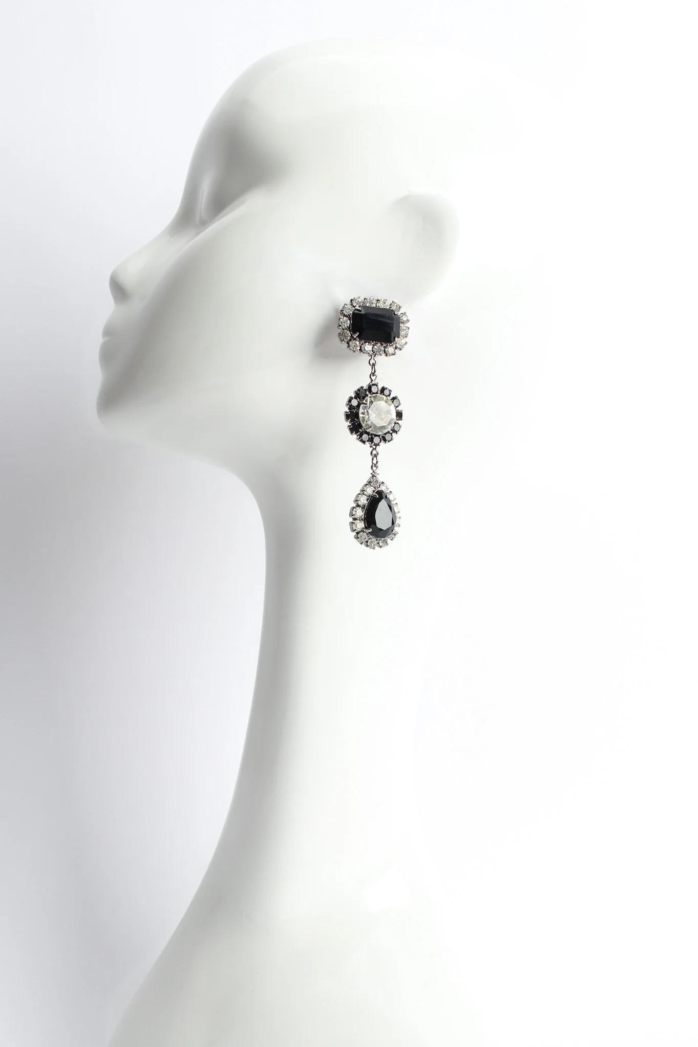 Onyx Rhinestone Drop Earrings - Image 2
