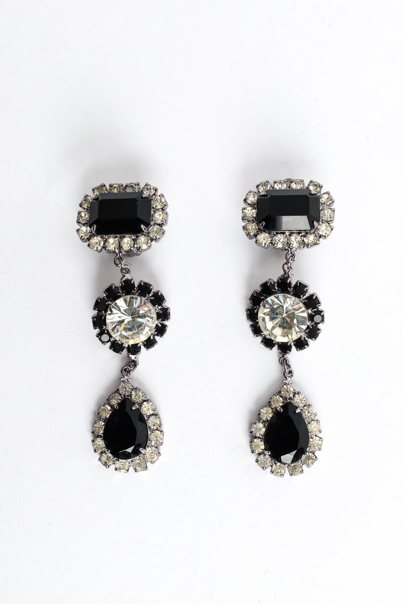 Onyx Rhinestone Drop Earrings - Image 4