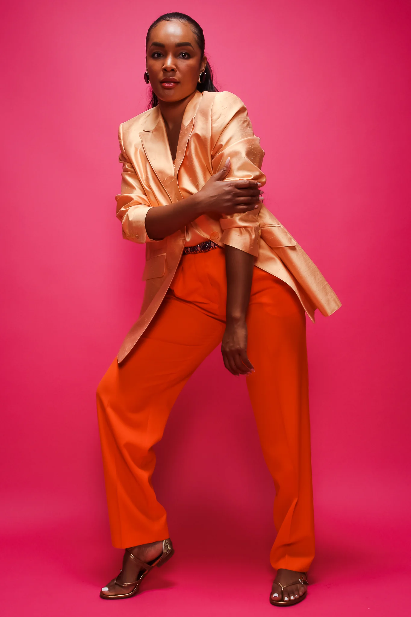 Orange Double Pleated Pant - Image 2