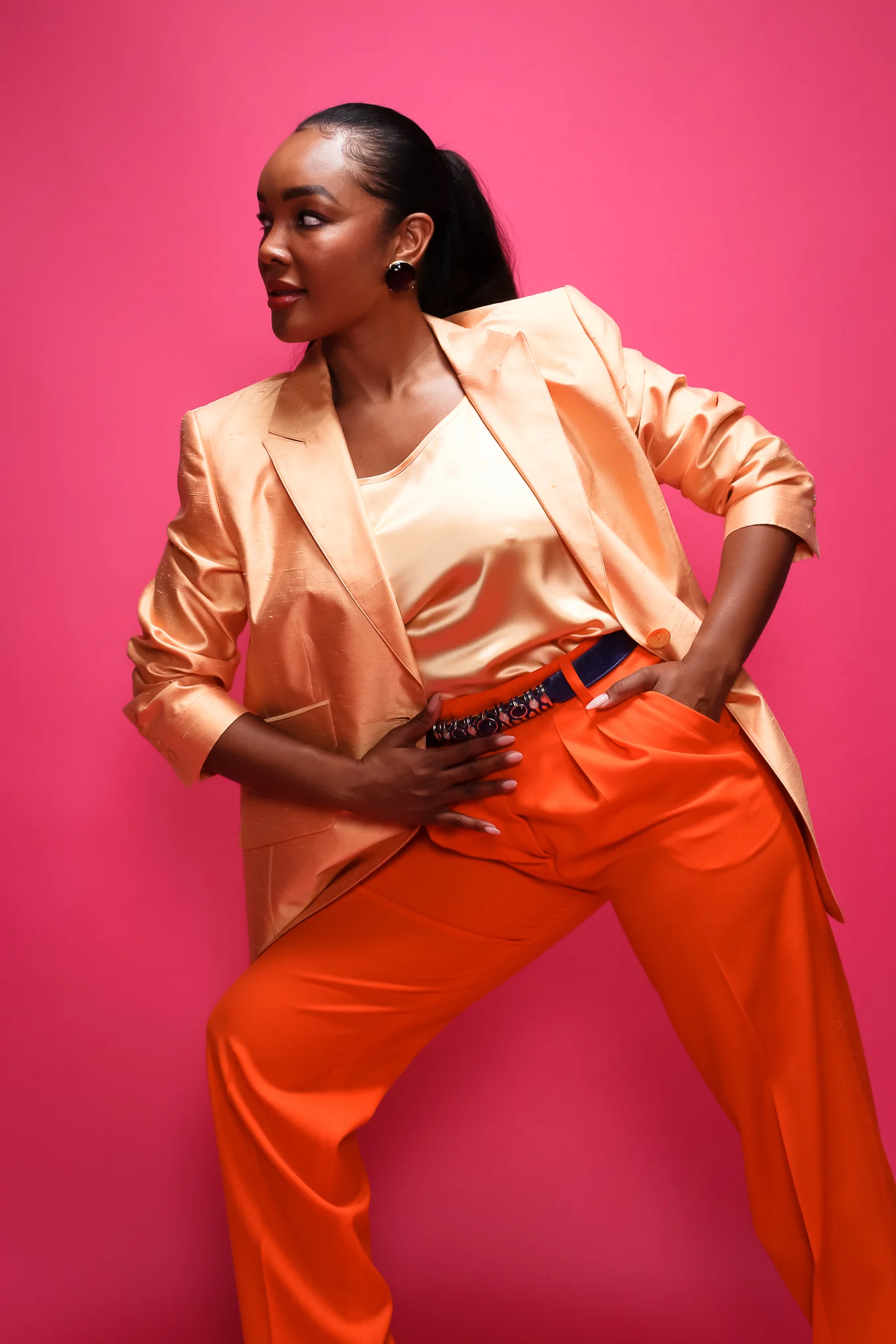 Orange Double Pleated Pant - Image 3