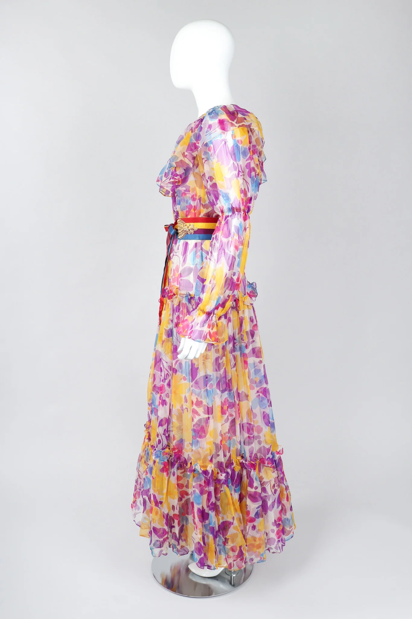 Organza Floral Peasant Dress - Image 4