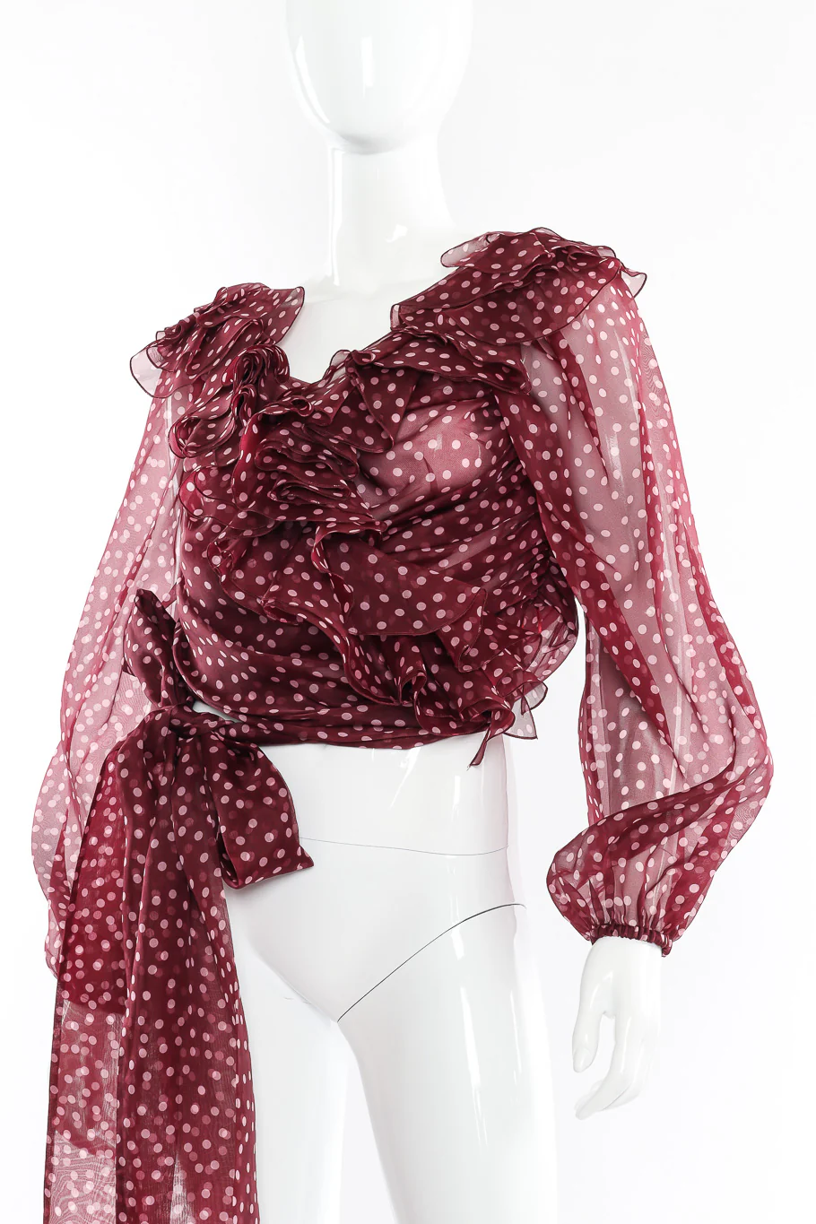 Organza Ruffle Wrap Blouse - Image 2