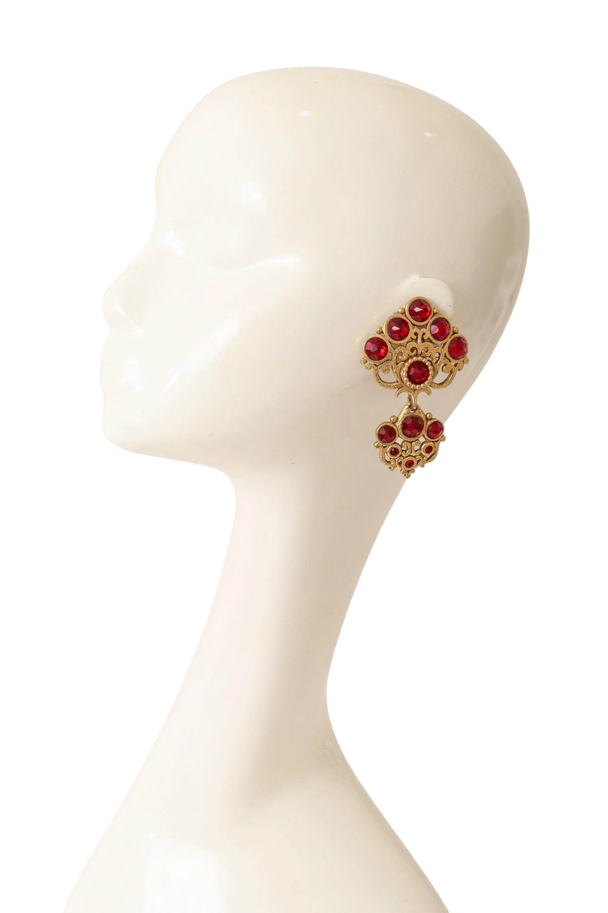 Ornate Round Crystal Drop Earrings - Image 2