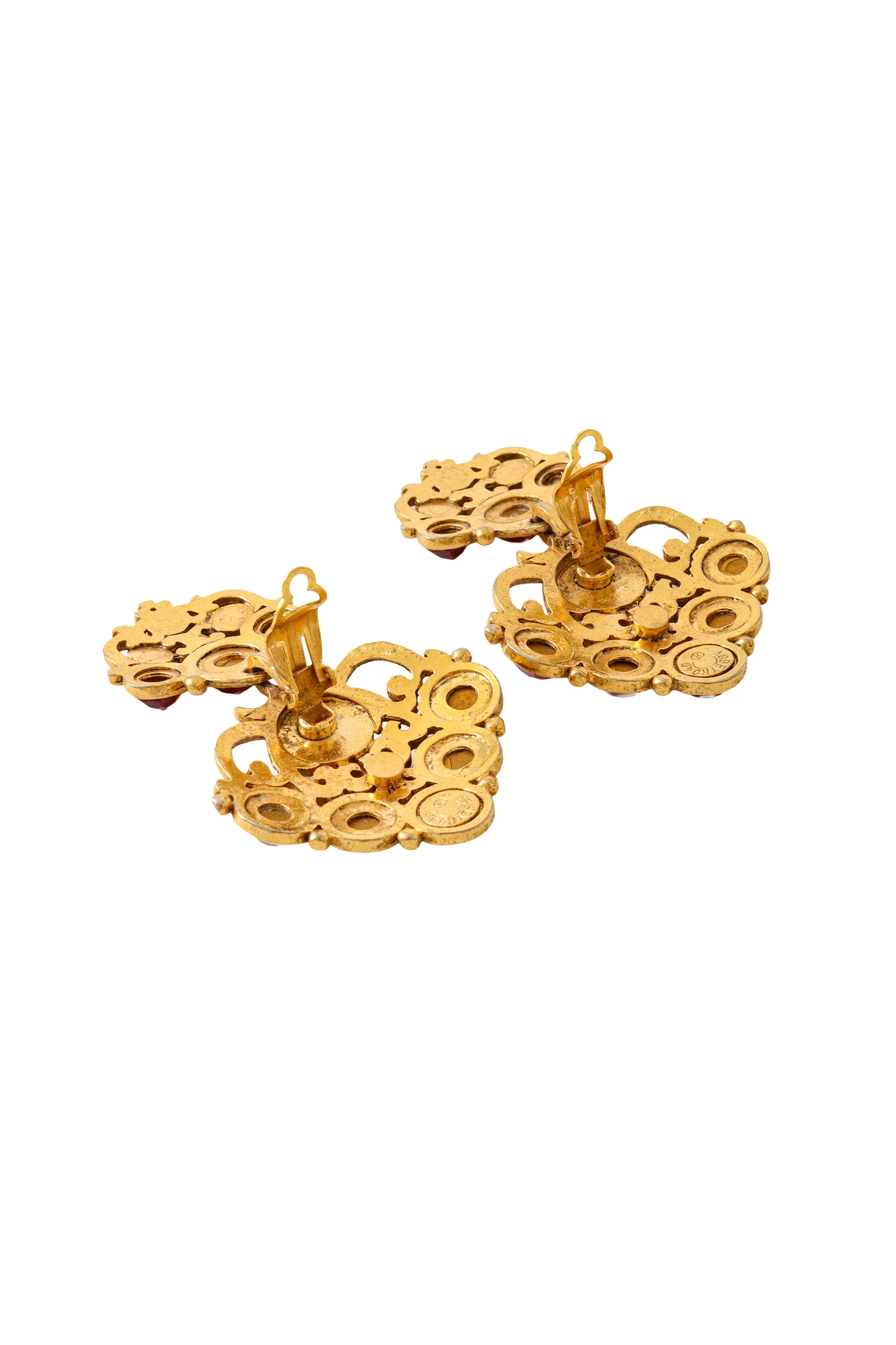 Ornate Round Crystal Drop Earrings - Image 4