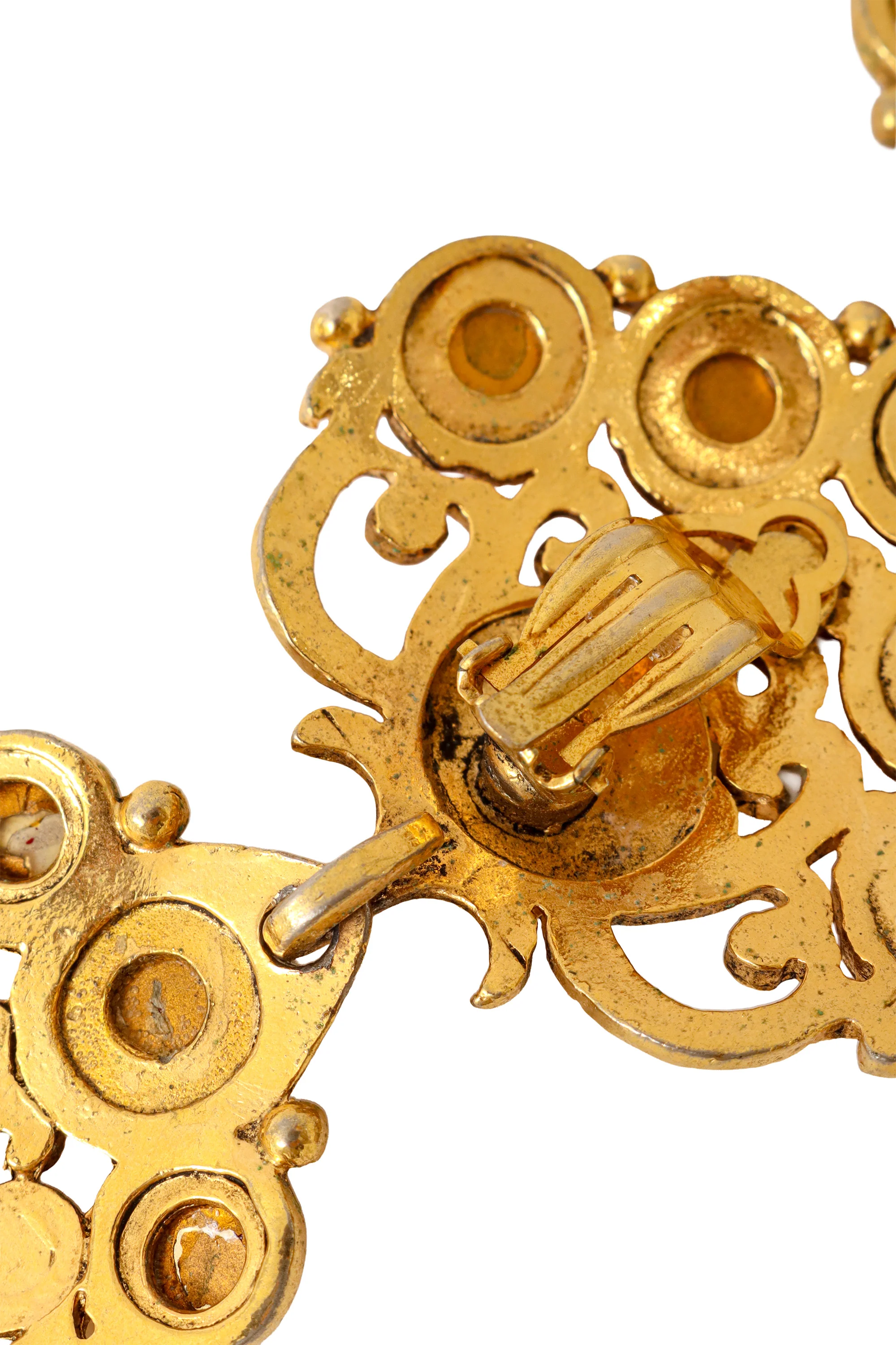 Ornate Round Crystal Drop Earrings - Image 5