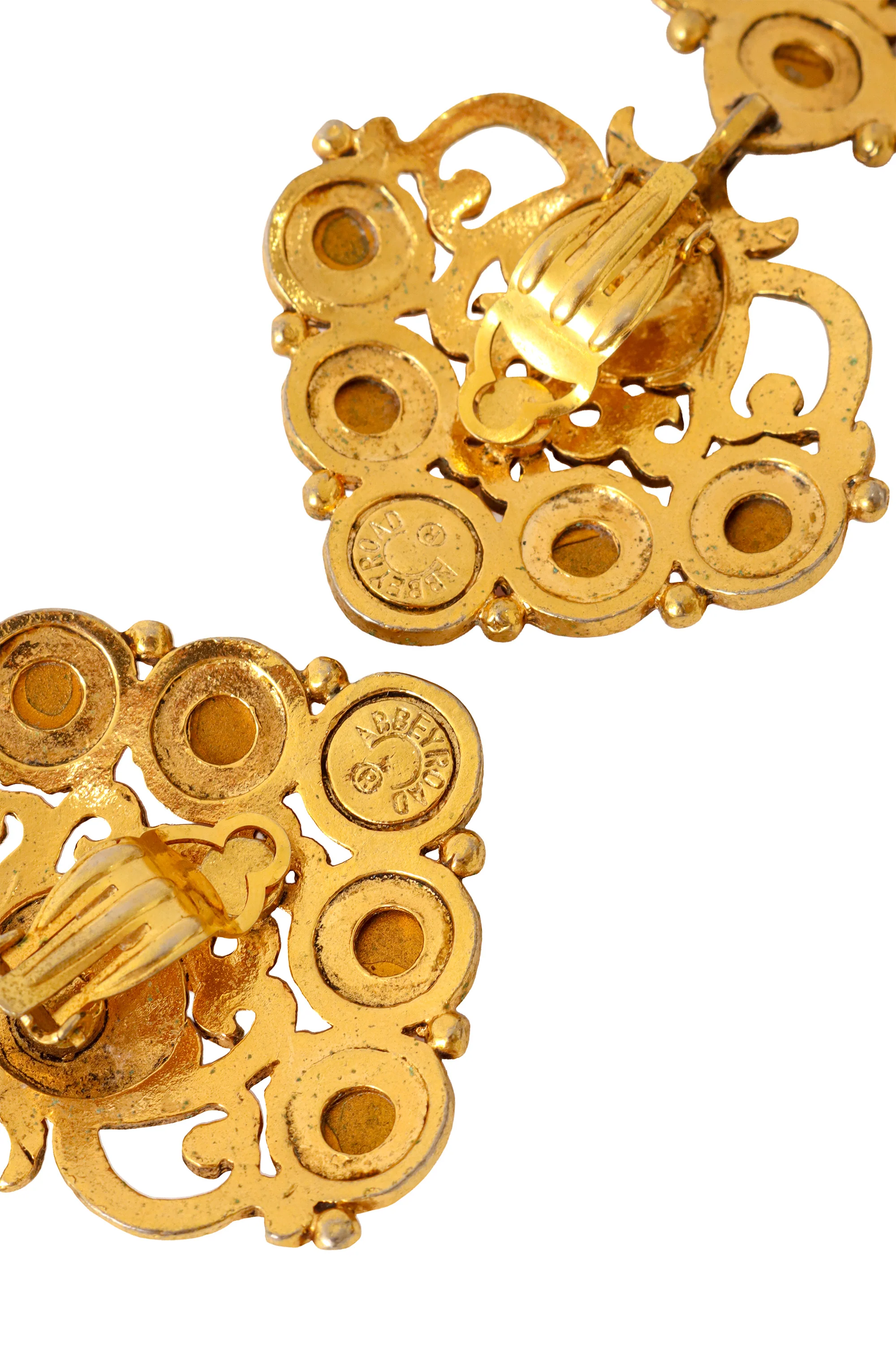 Ornate Round Crystal Drop Earrings - Image 6