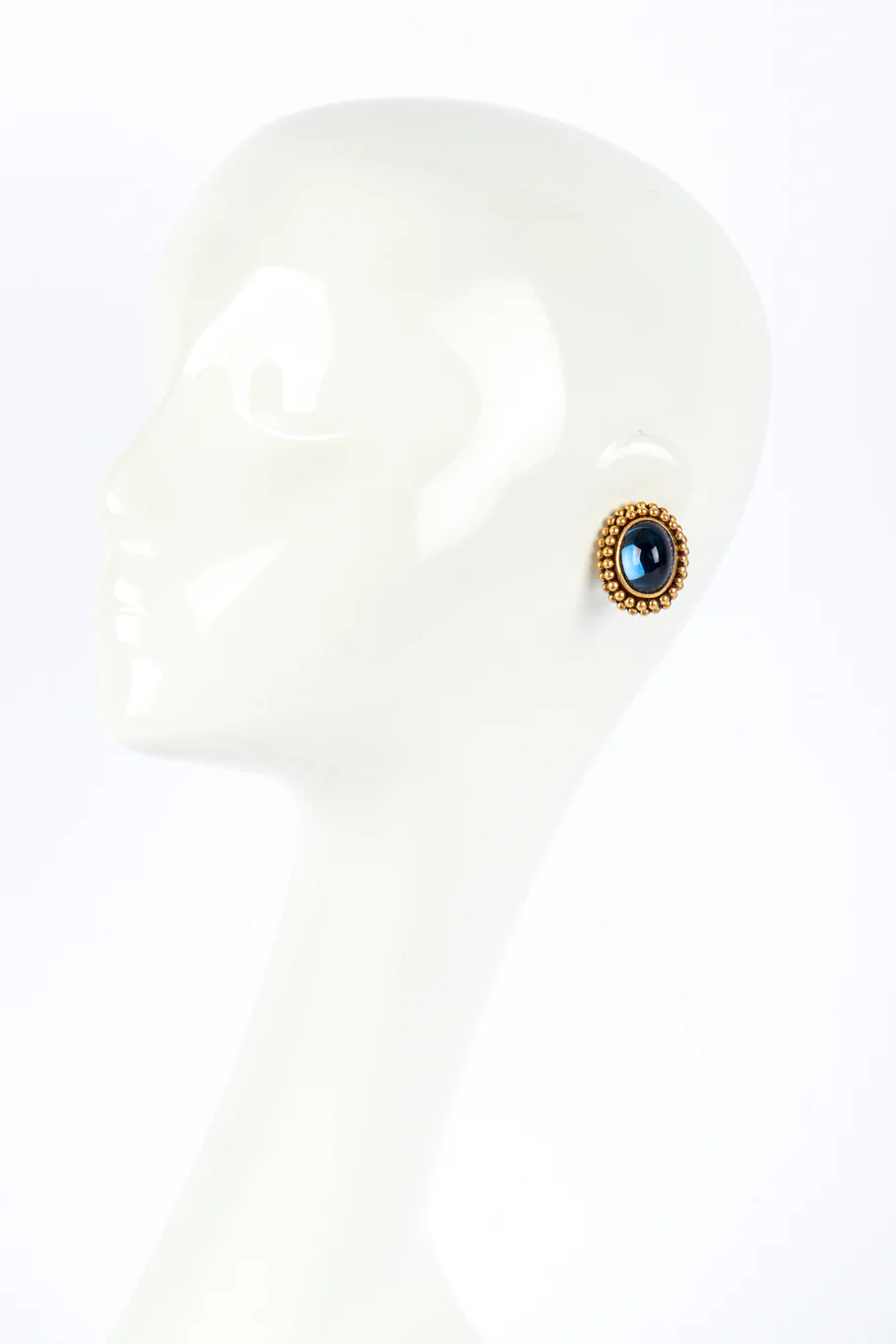 Oval Cabochon Button Earrings - Image 2