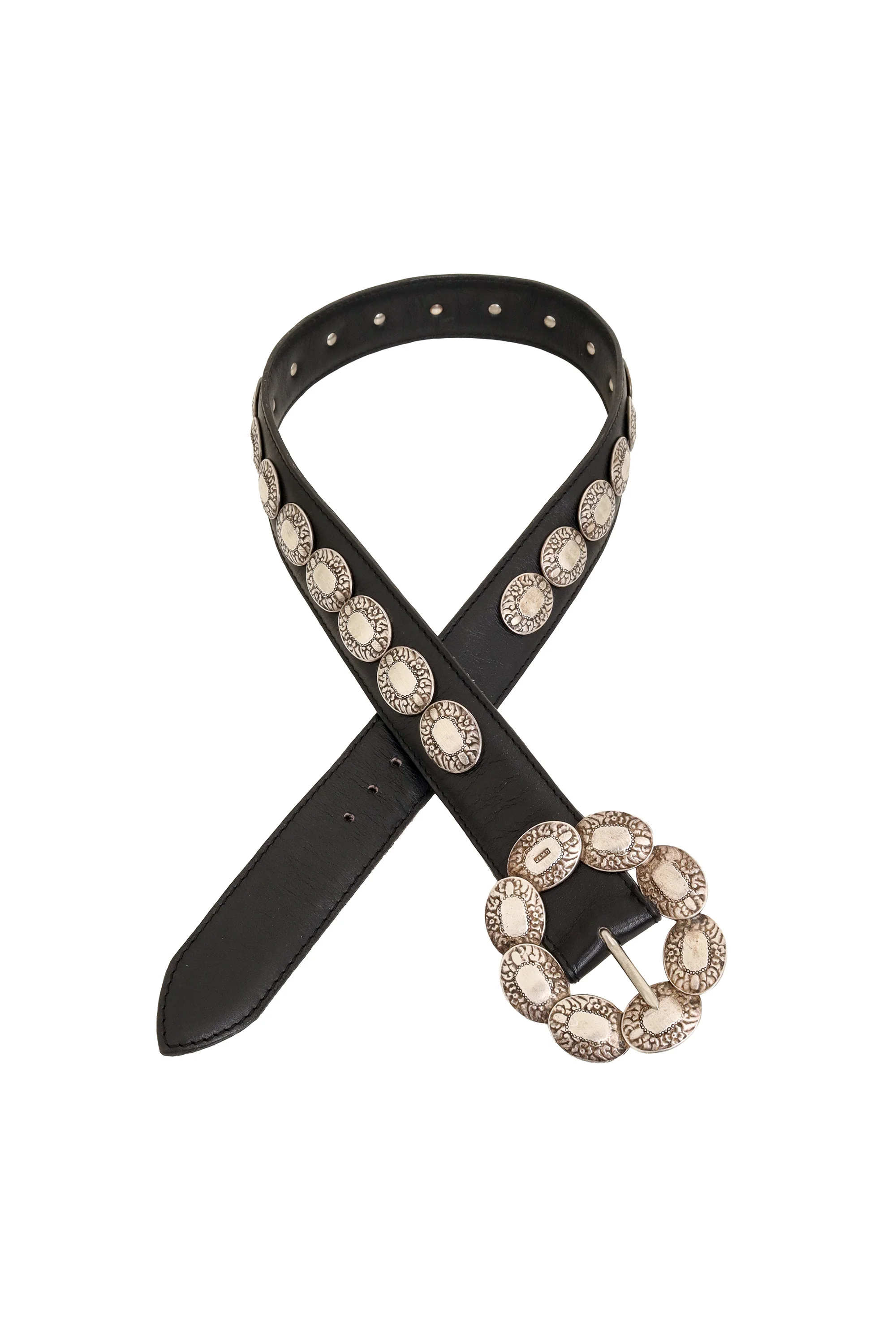Oval Concho Medallion Leather Belt
