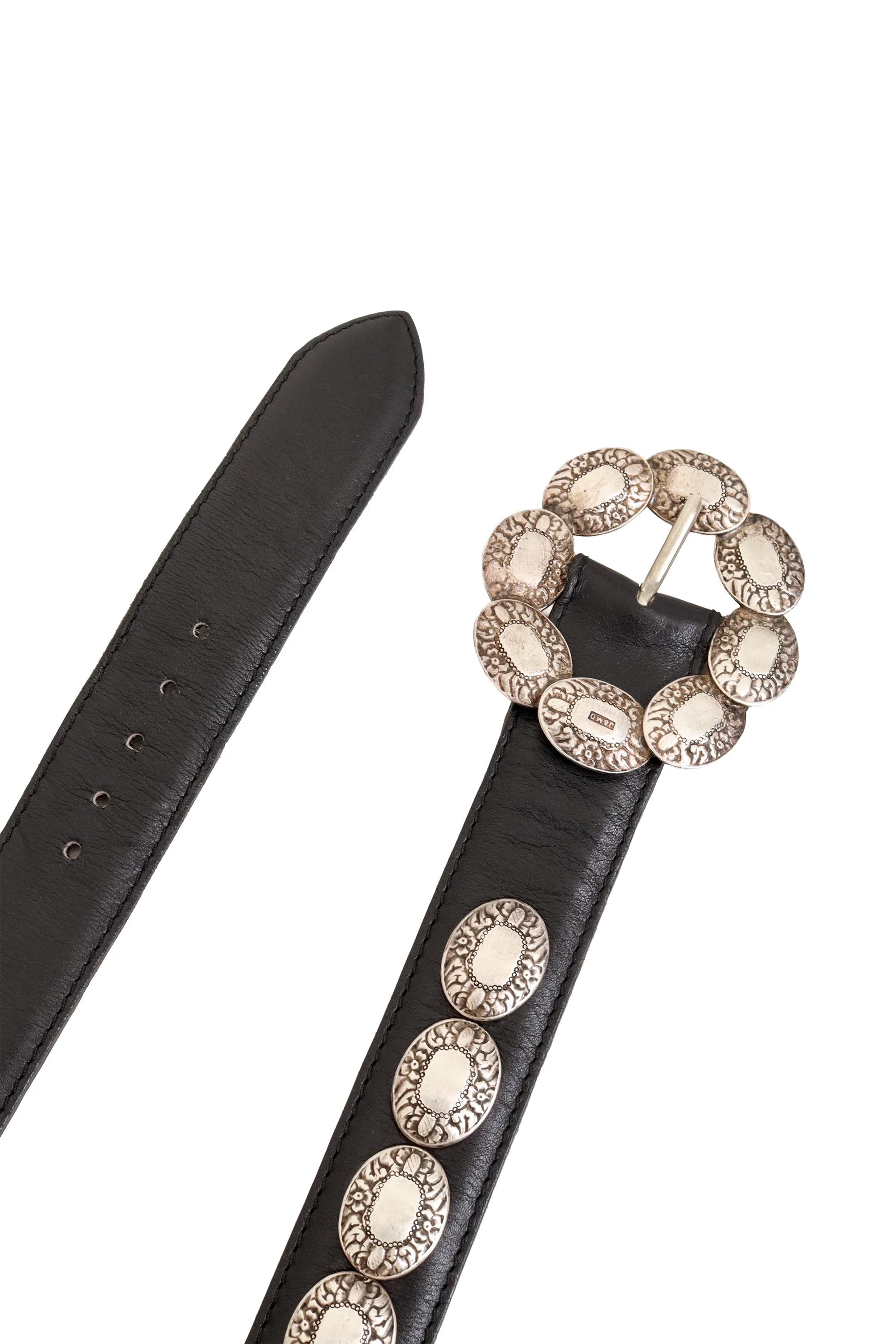 Oval Concho Medallion Leather Belt - Image 3