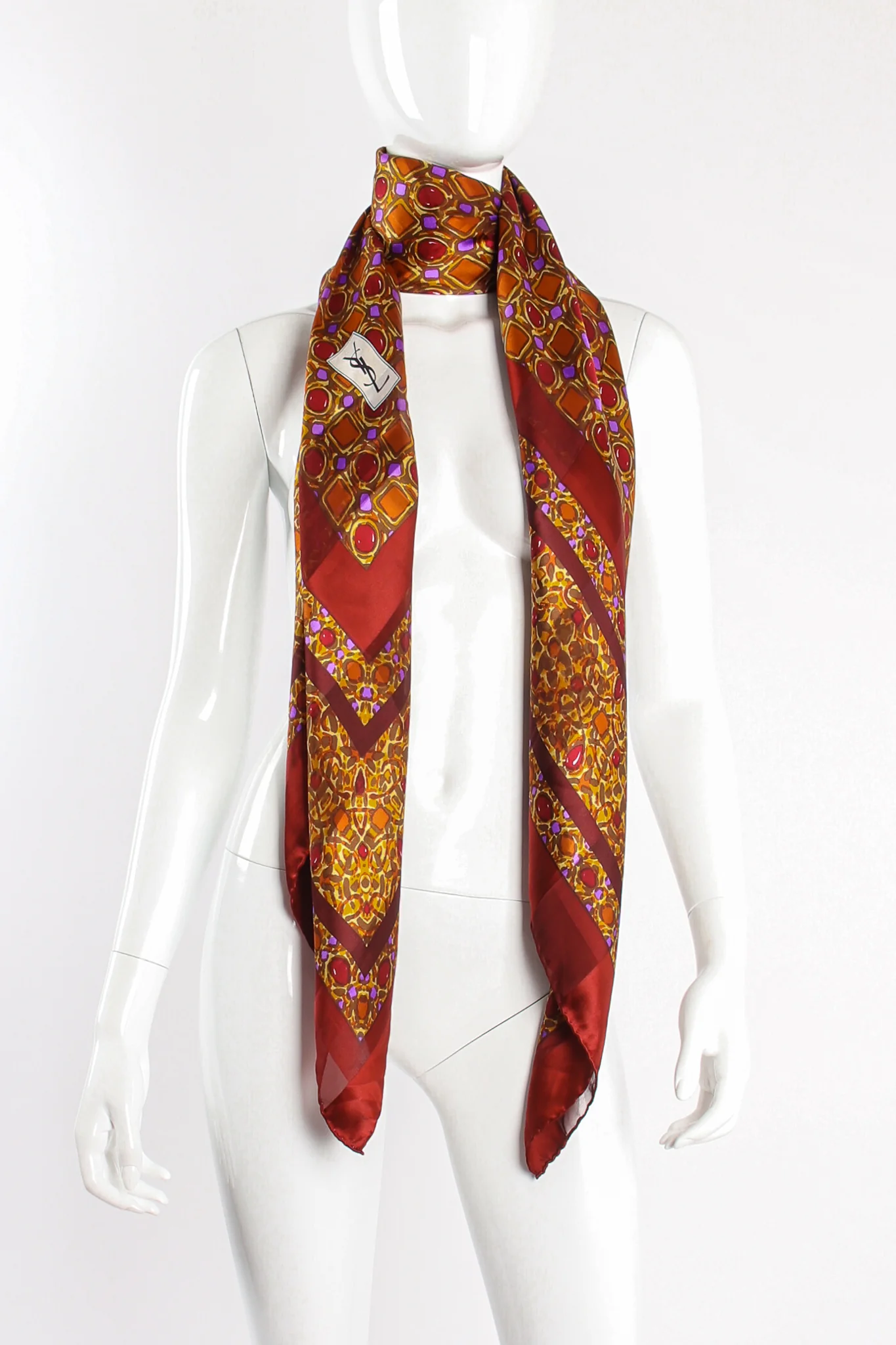 Oversized Chiffon Striped Jewel Scarf - Image 8