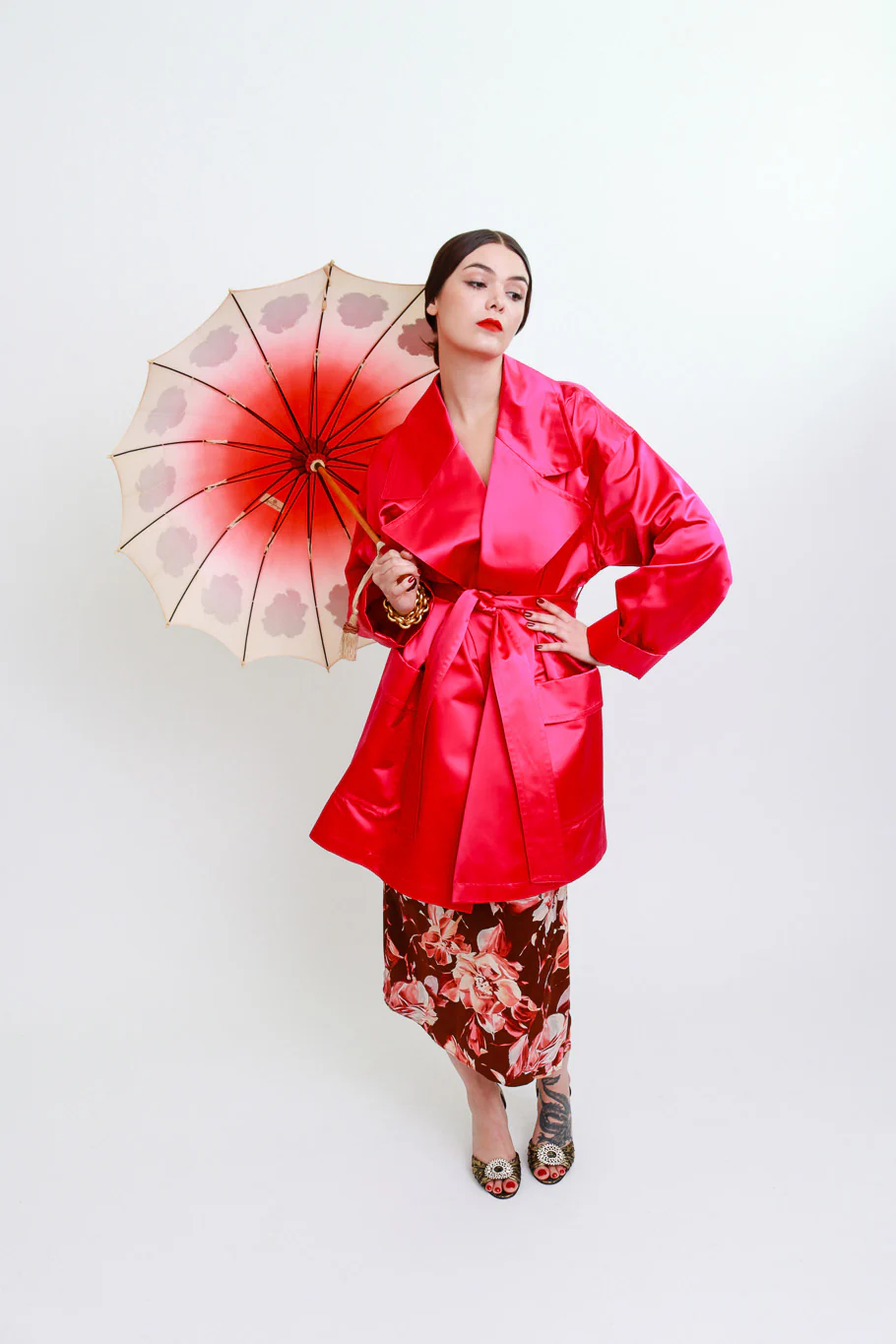 Oversized Silk Trench Coat - Image 2
