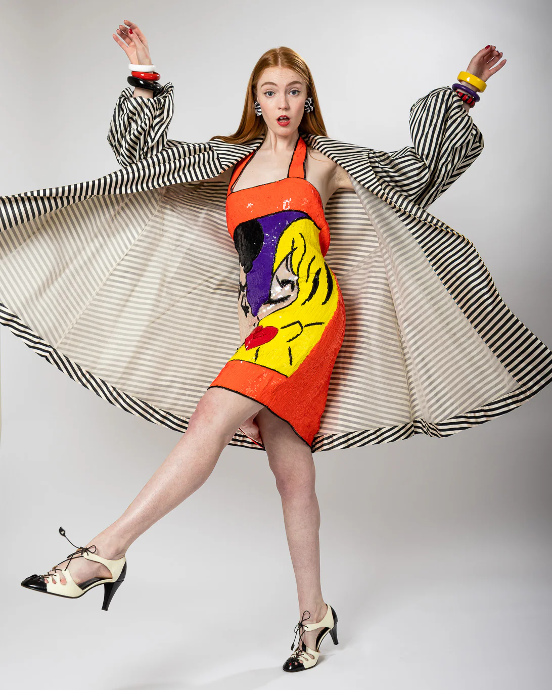 Oversized Striped Swing Coat - Image 2