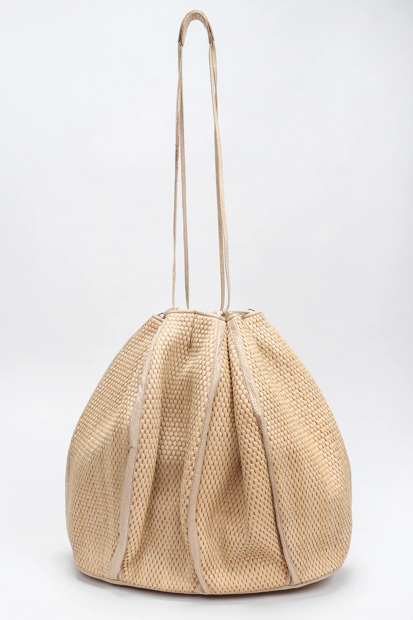 Oversized Woven Lizard Bucket Bag - Image 6