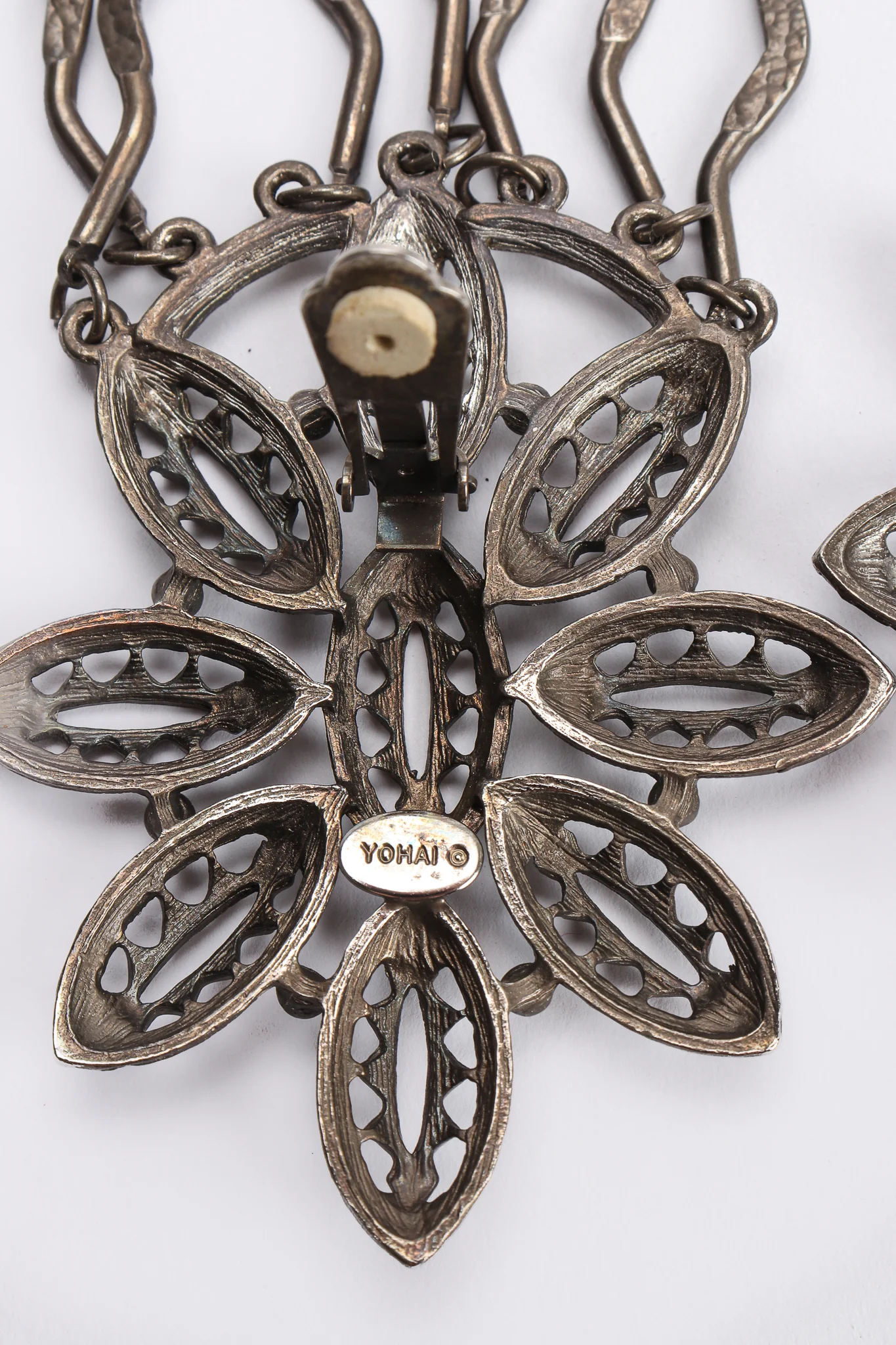 Oxidized Flower Fringe Earrings - Image 6