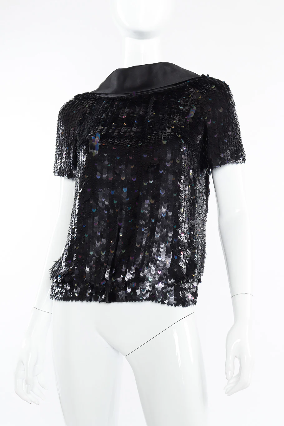 Paillette Silk Open Back Top
