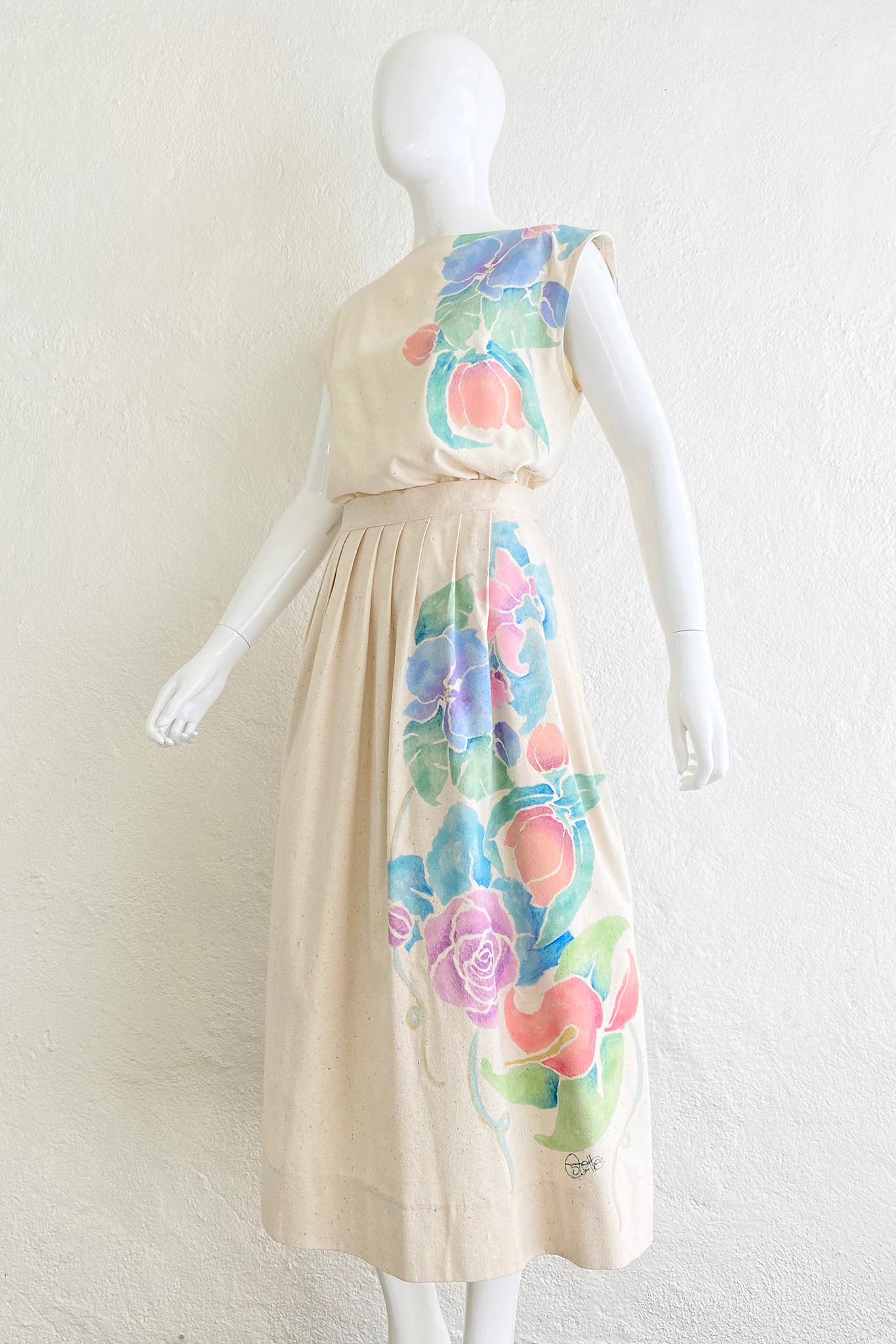 Painted Silk Top & Skirt Set - Image 2