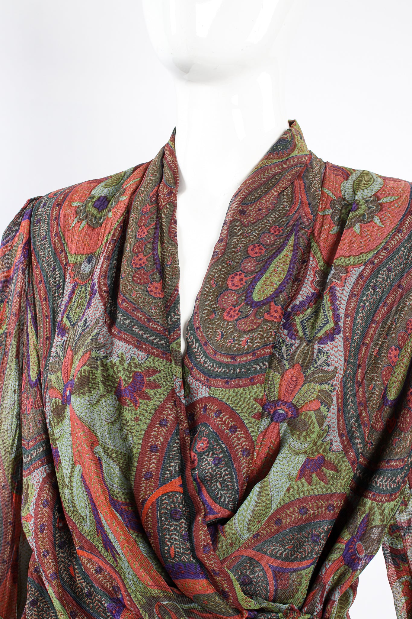 Paisley Draped Wrap Blouse - Image 2