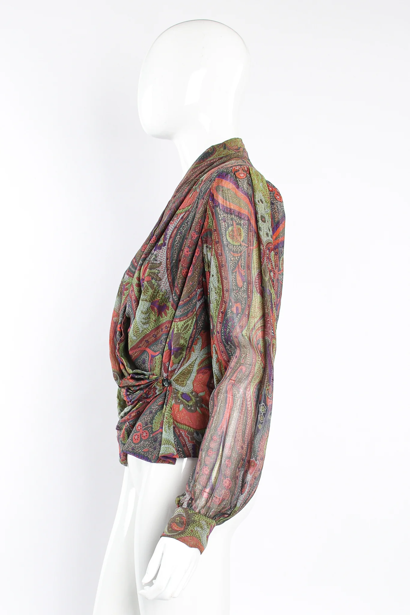 Paisley Draped Wrap Blouse - Image 5