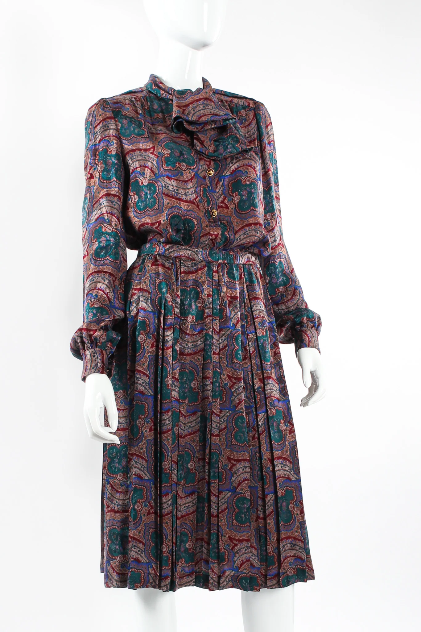 Paisley Floral Silk Top & Skirt Set - Image 2