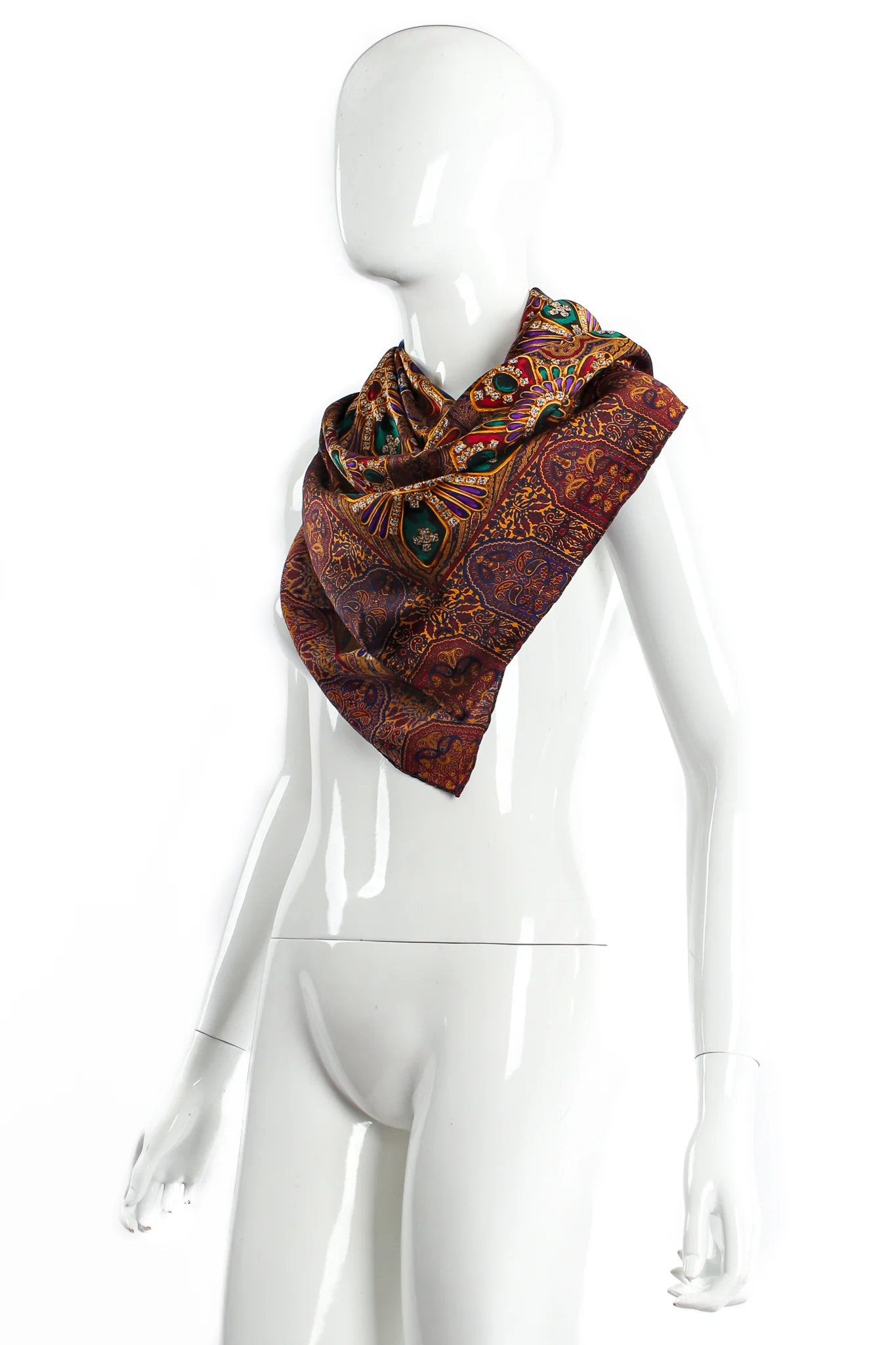 Paisley Jewel Print Silk Scarf - Image 6