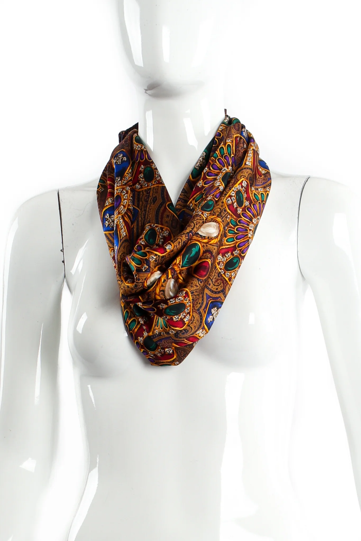 Paisley Jewel Print Silk Scarf - Image 7