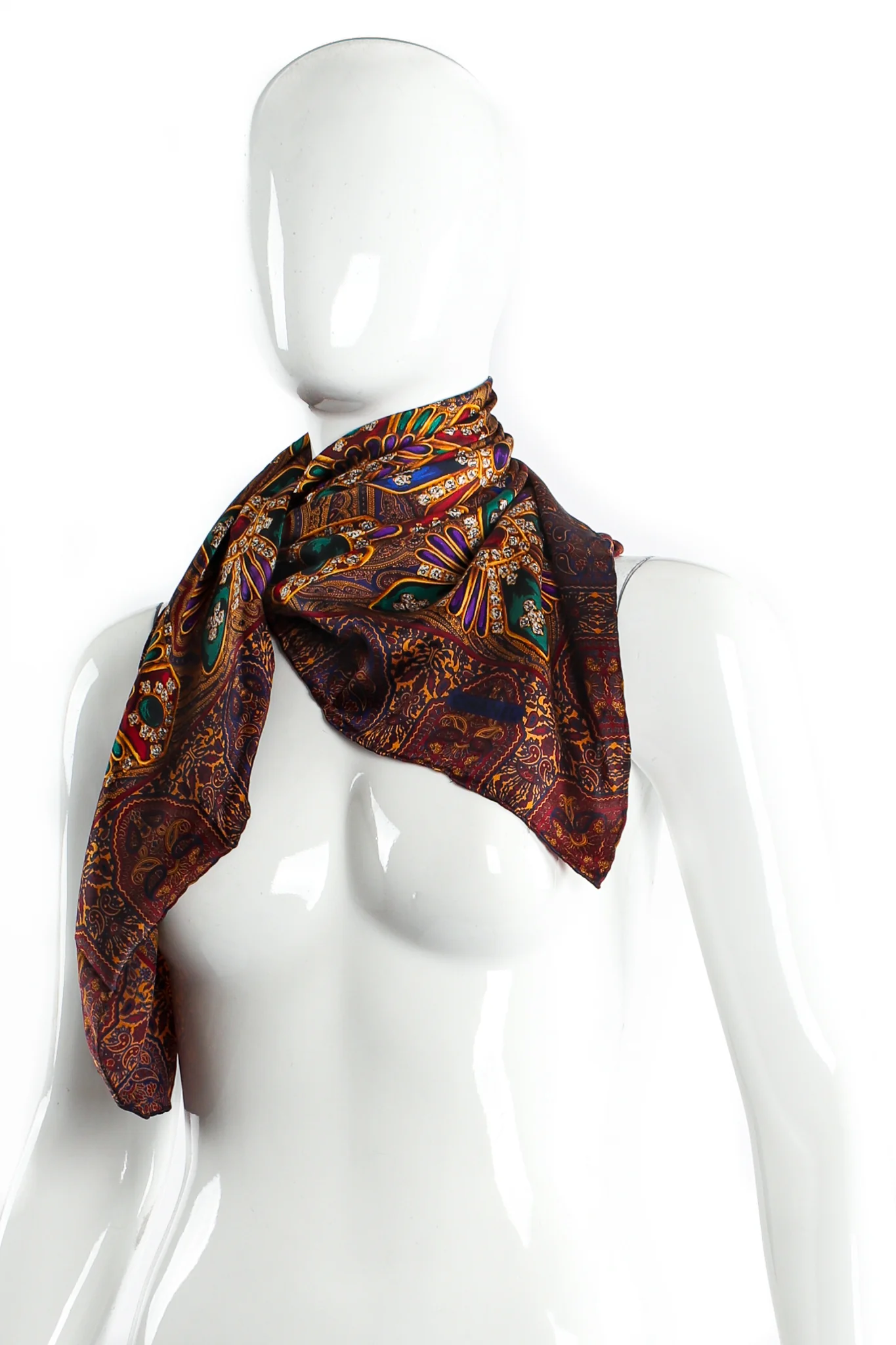 Paisley Jewel Print Silk Scarf - Image 8