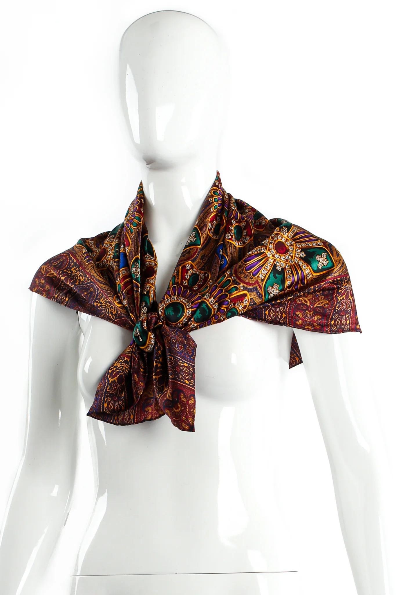 Paisley Jewel Print Silk Scarf - Image 9