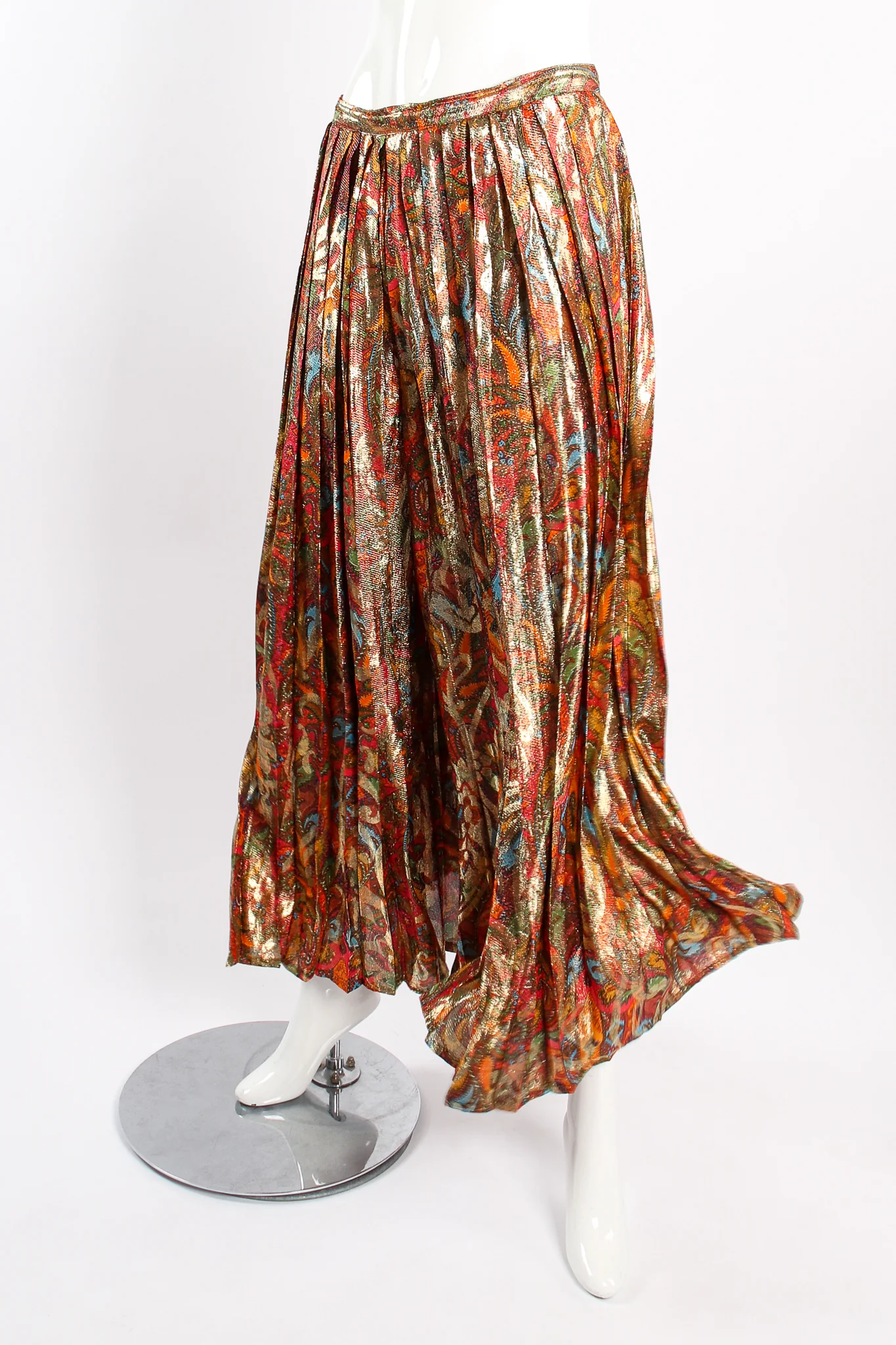 Paisley Lamé Pleated Palazzo Pant - Image 2