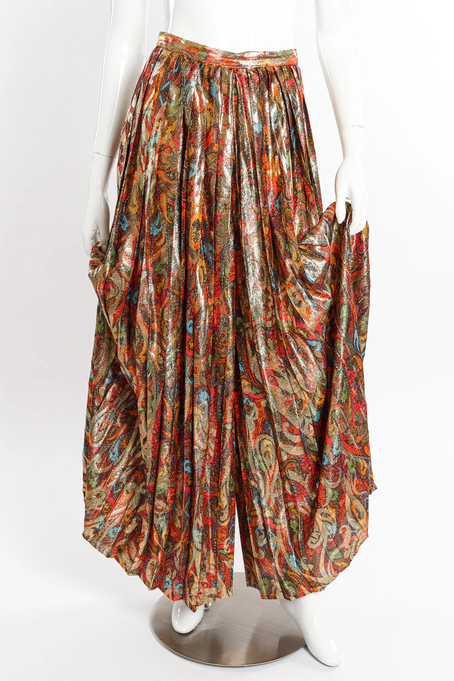 Paisley Lamé Pleated Palazzo Pant II - Image 4