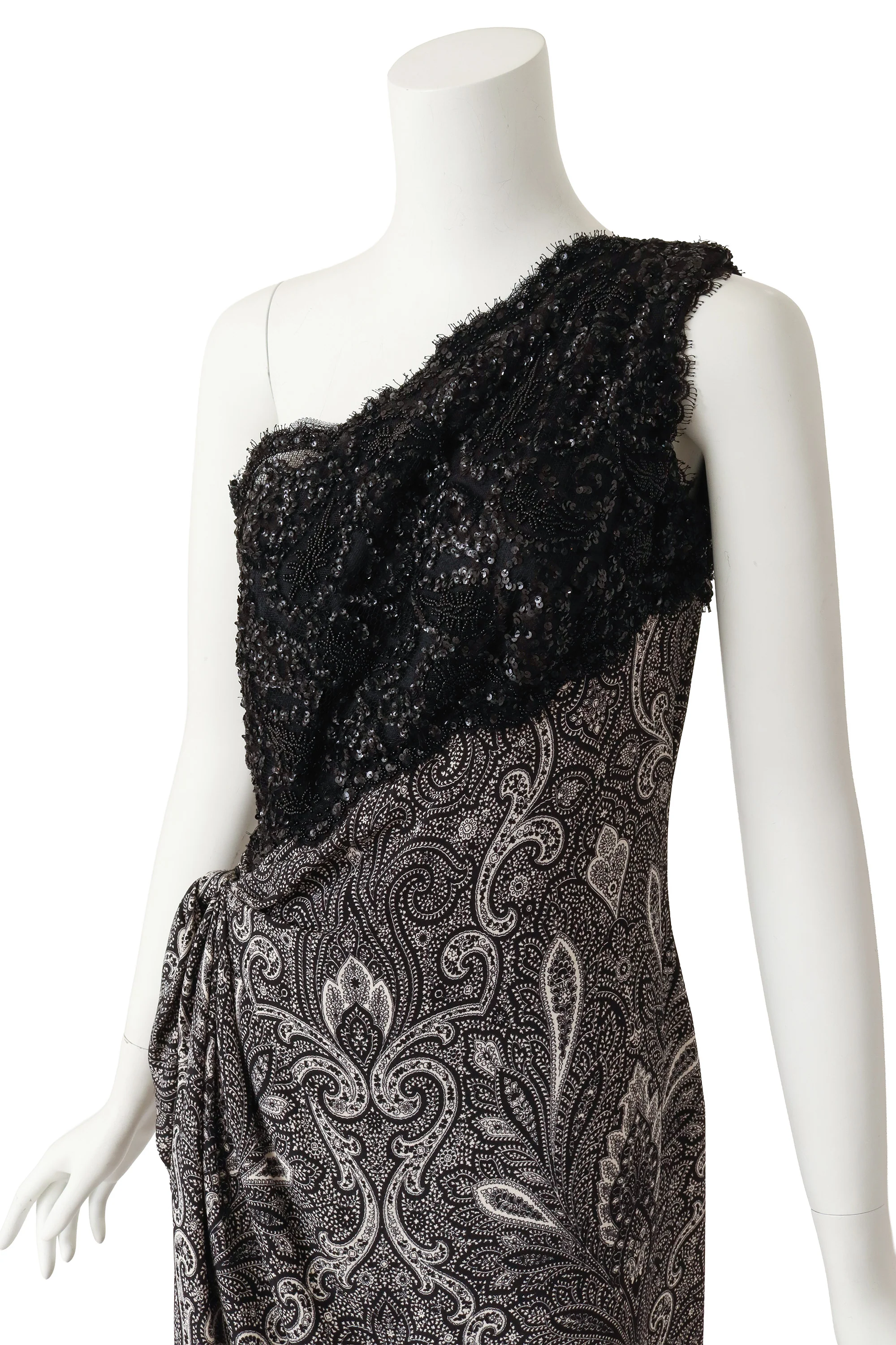 Paisley One-Shoulder Beaded Dress - Image 2