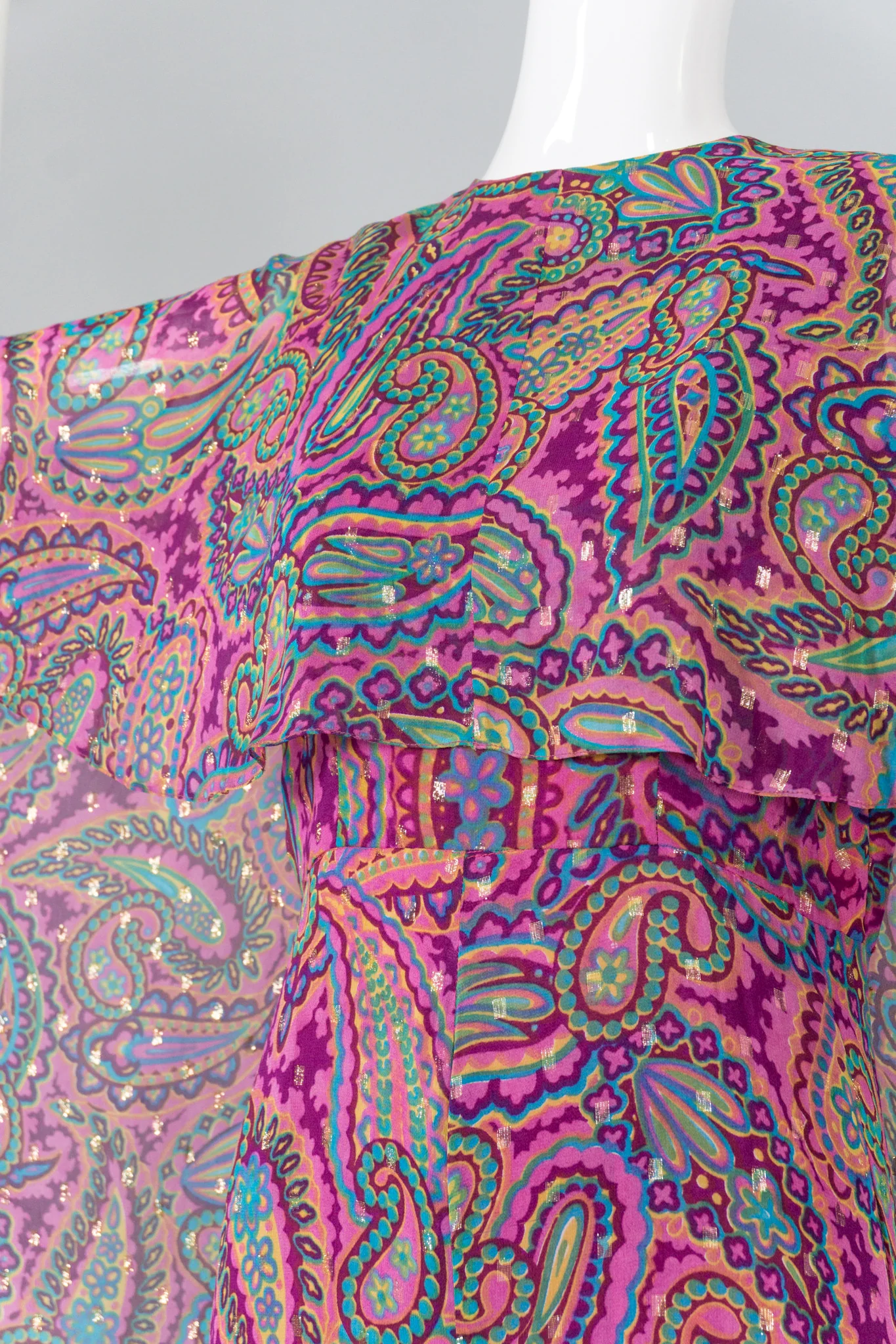 Paisley Silk Cape Dress - Image 7