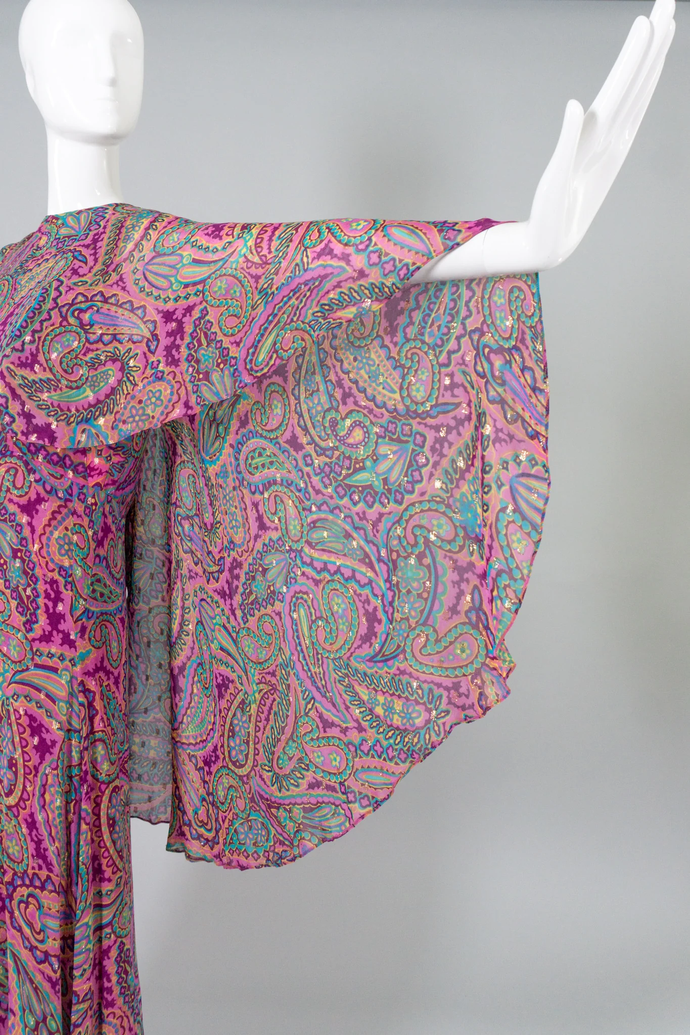 Paisley Silk Cape Dress - Image 8