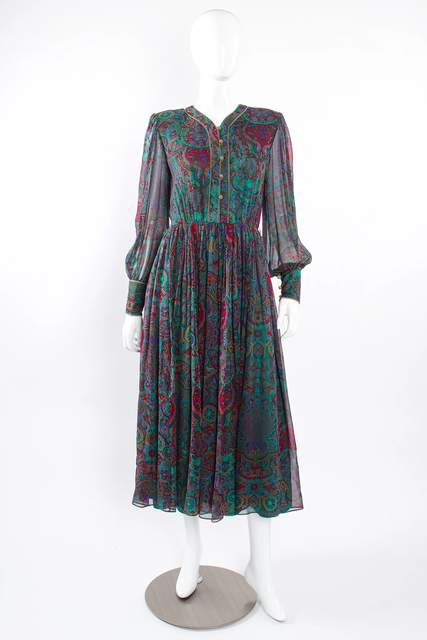Paisley Silk Chiffon Dress - Image 6