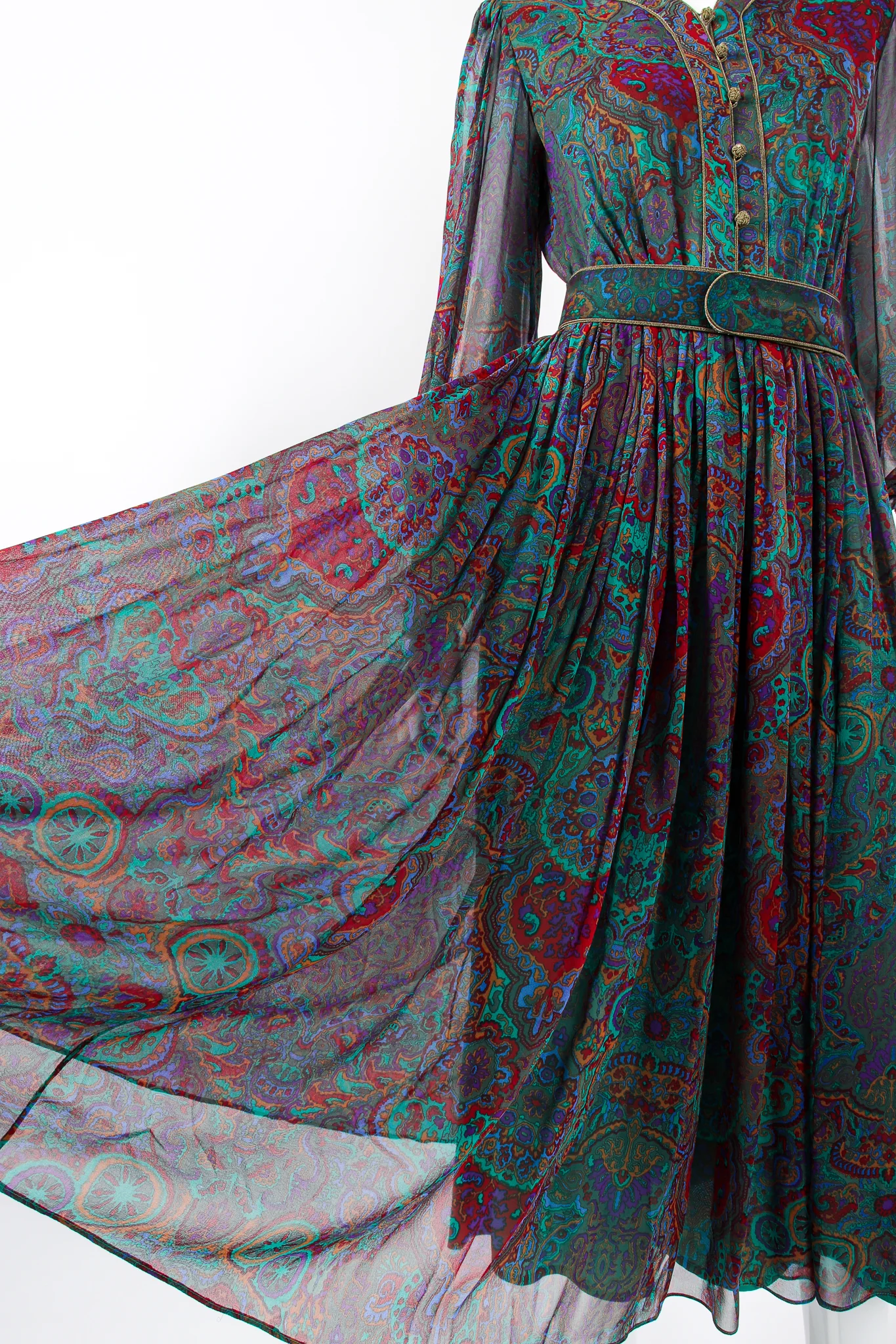 Paisley Silk Chiffon Dress - Image 9