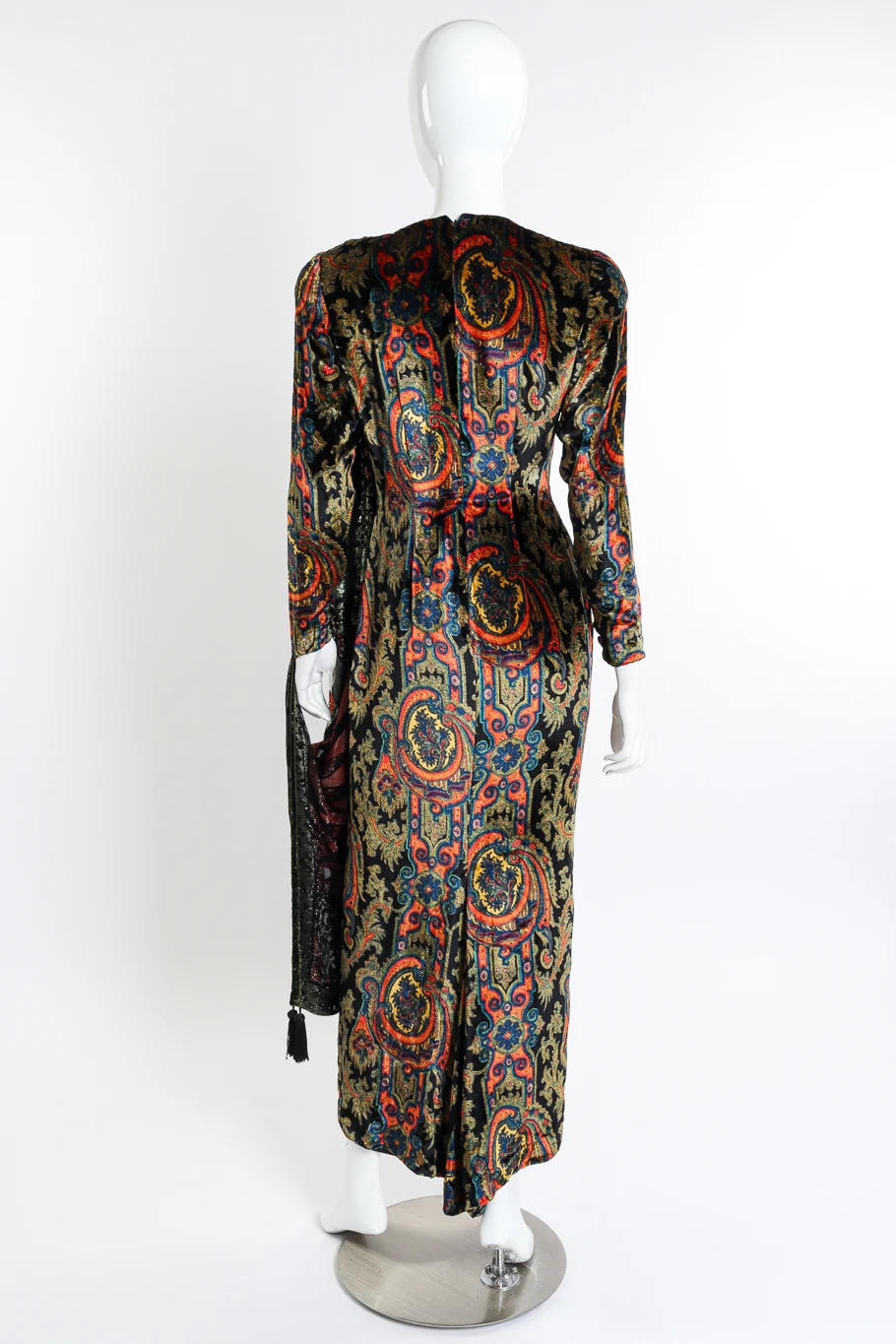 Paisley Silk Velvet Shawl Dress - Image 3