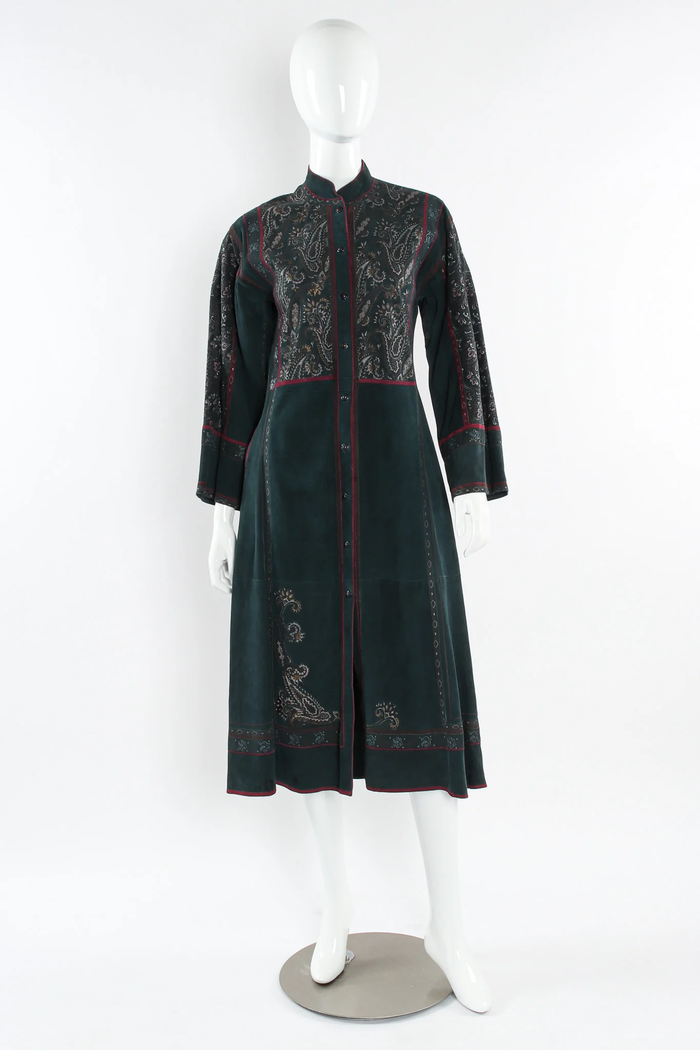 Paisley Suede Leather Coat Dress