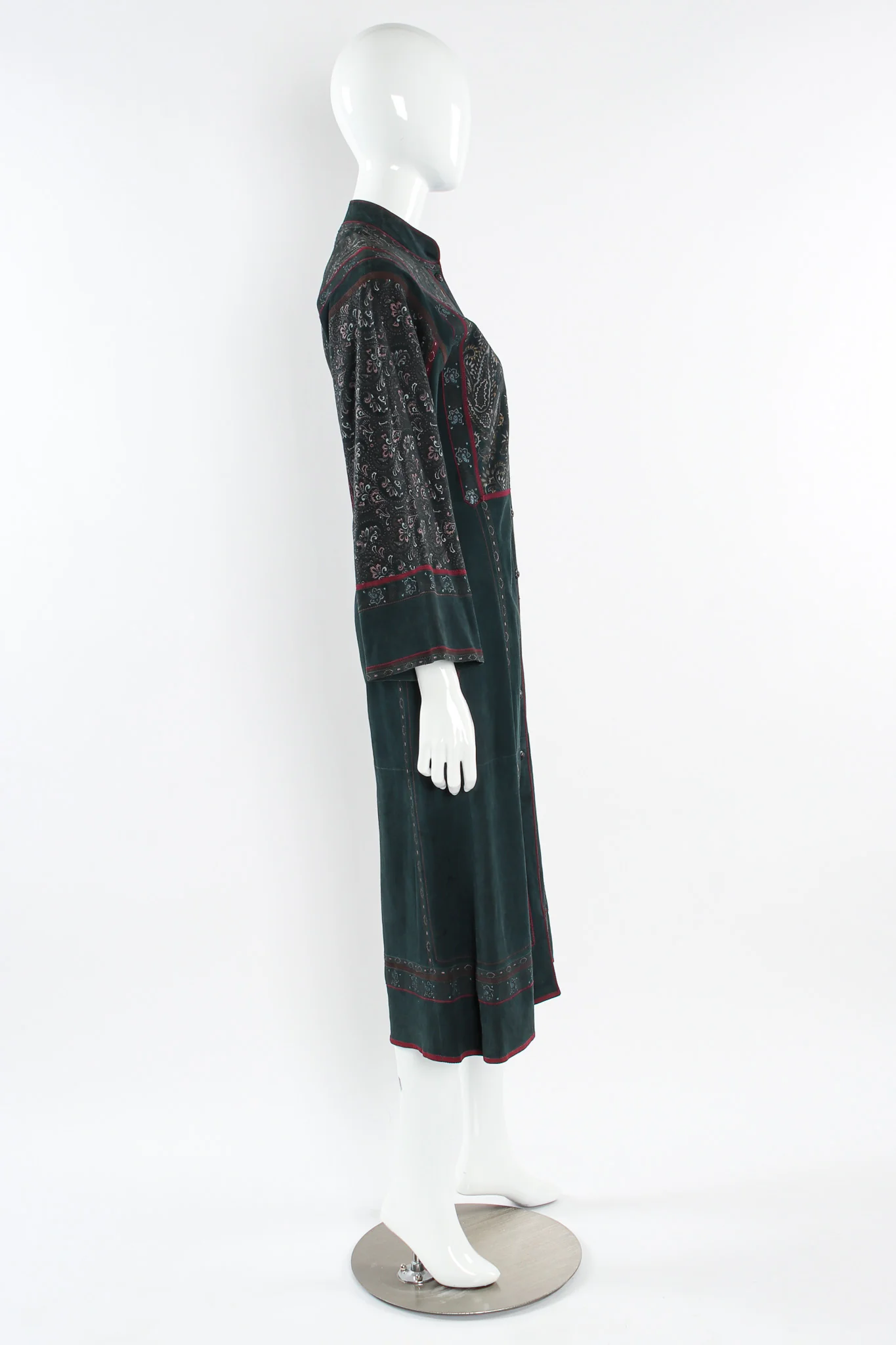 Paisley Suede Leather Coat Dress - Image 3