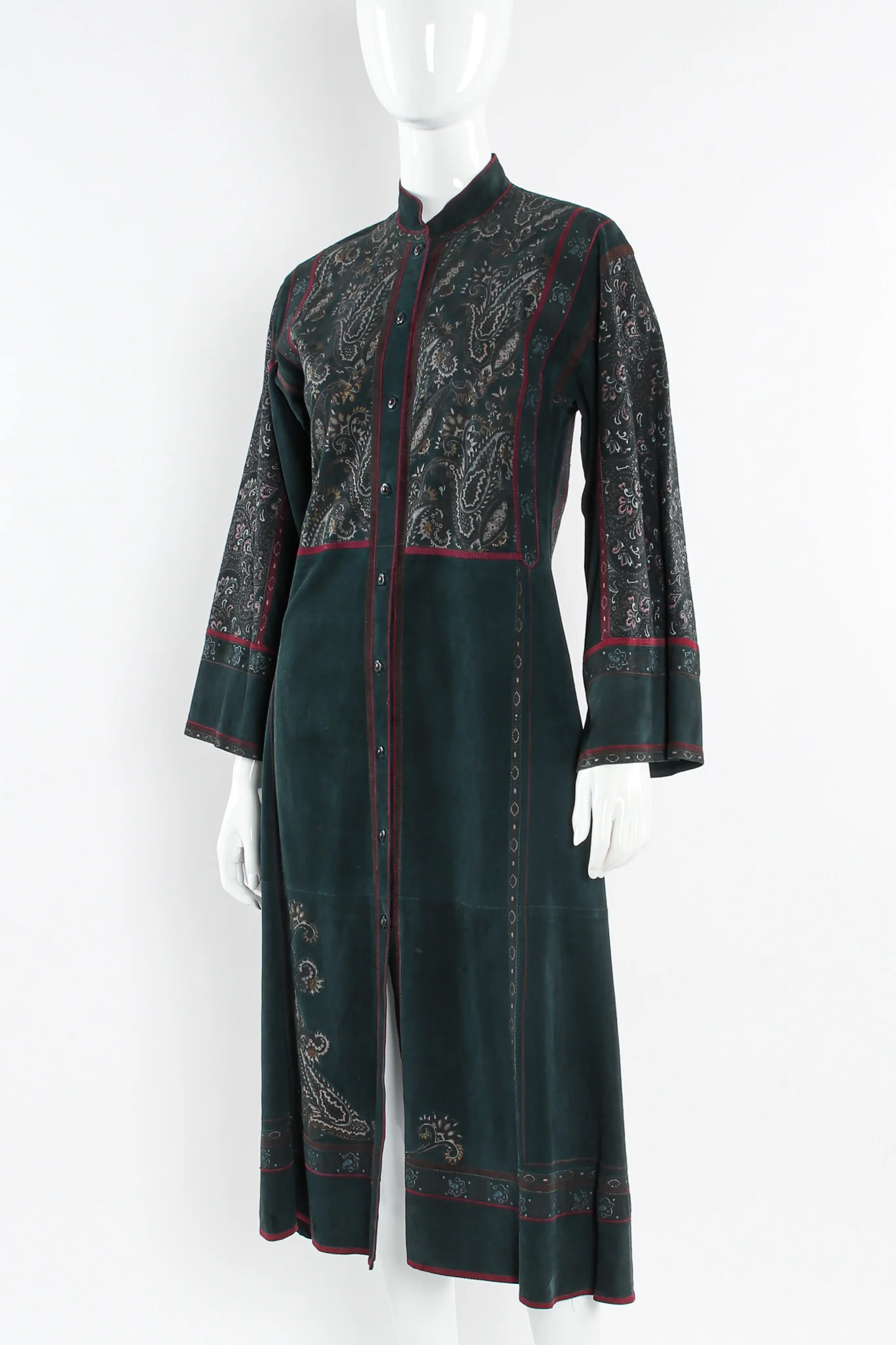 Paisley Suede Leather Coat Dress - Image 4