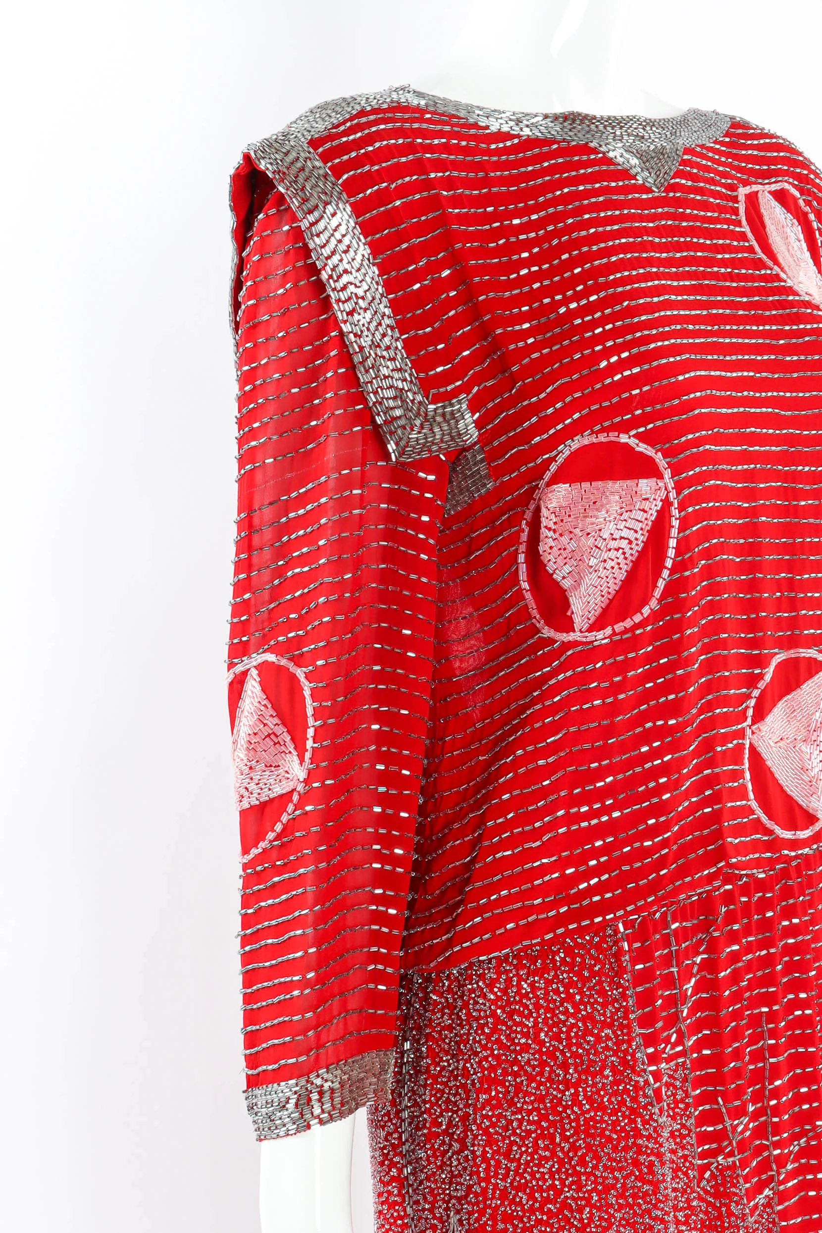 Geometric Beaded Shift Dress - Image 11