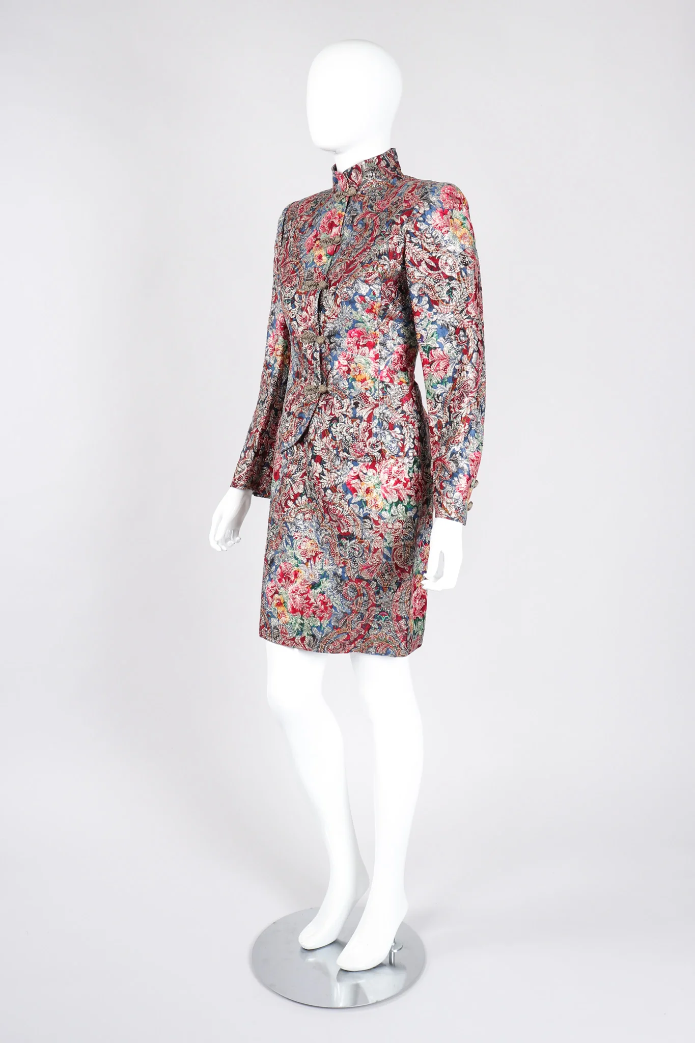 Parallèle Brocade Mandarin Jacket & Skirt Set - Image 4