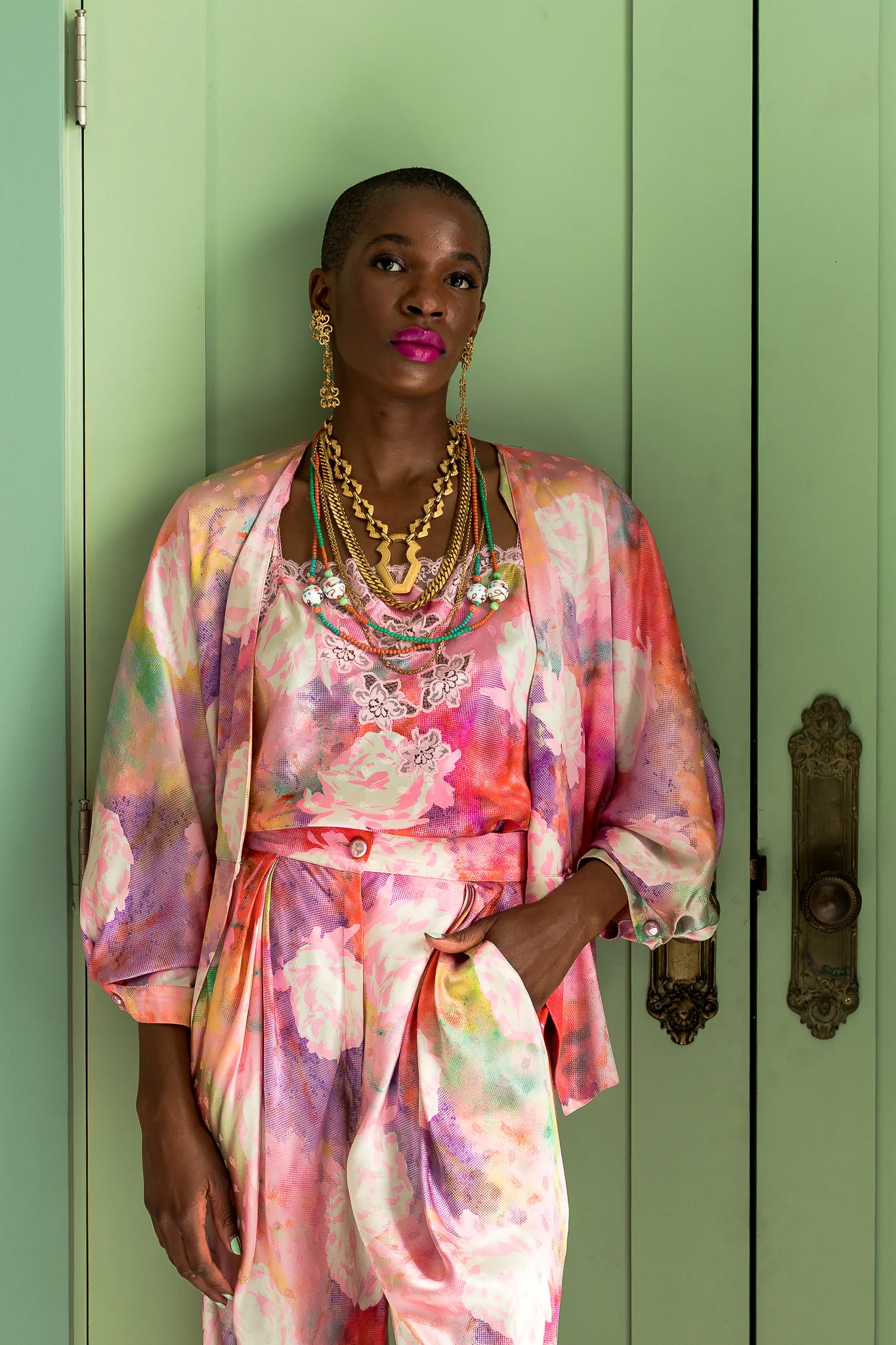 Parallèle Floral Silk Three-Piece Leisure Set - Image 27