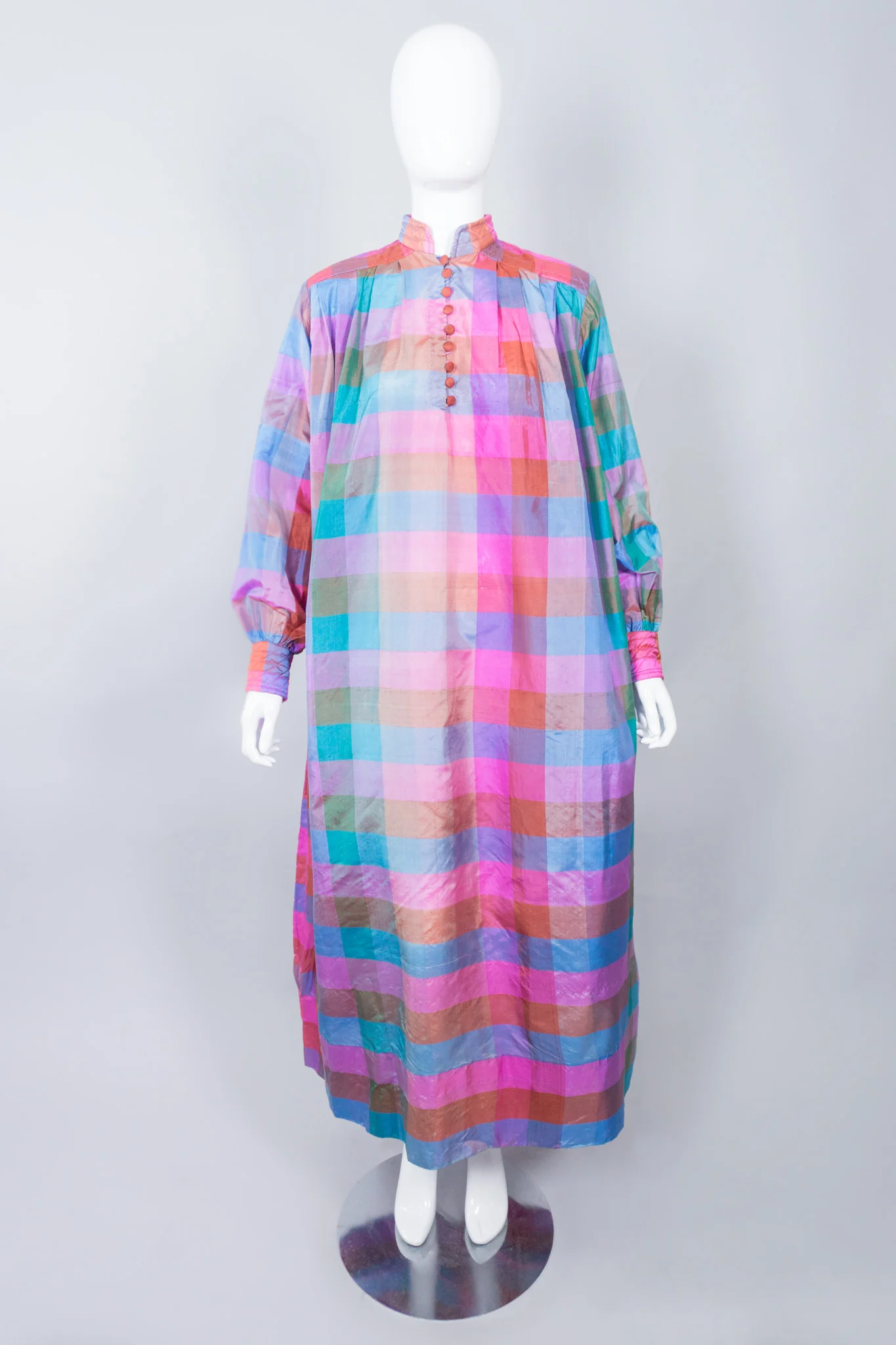 Iridescent Check Silk Kaftan - Image 2