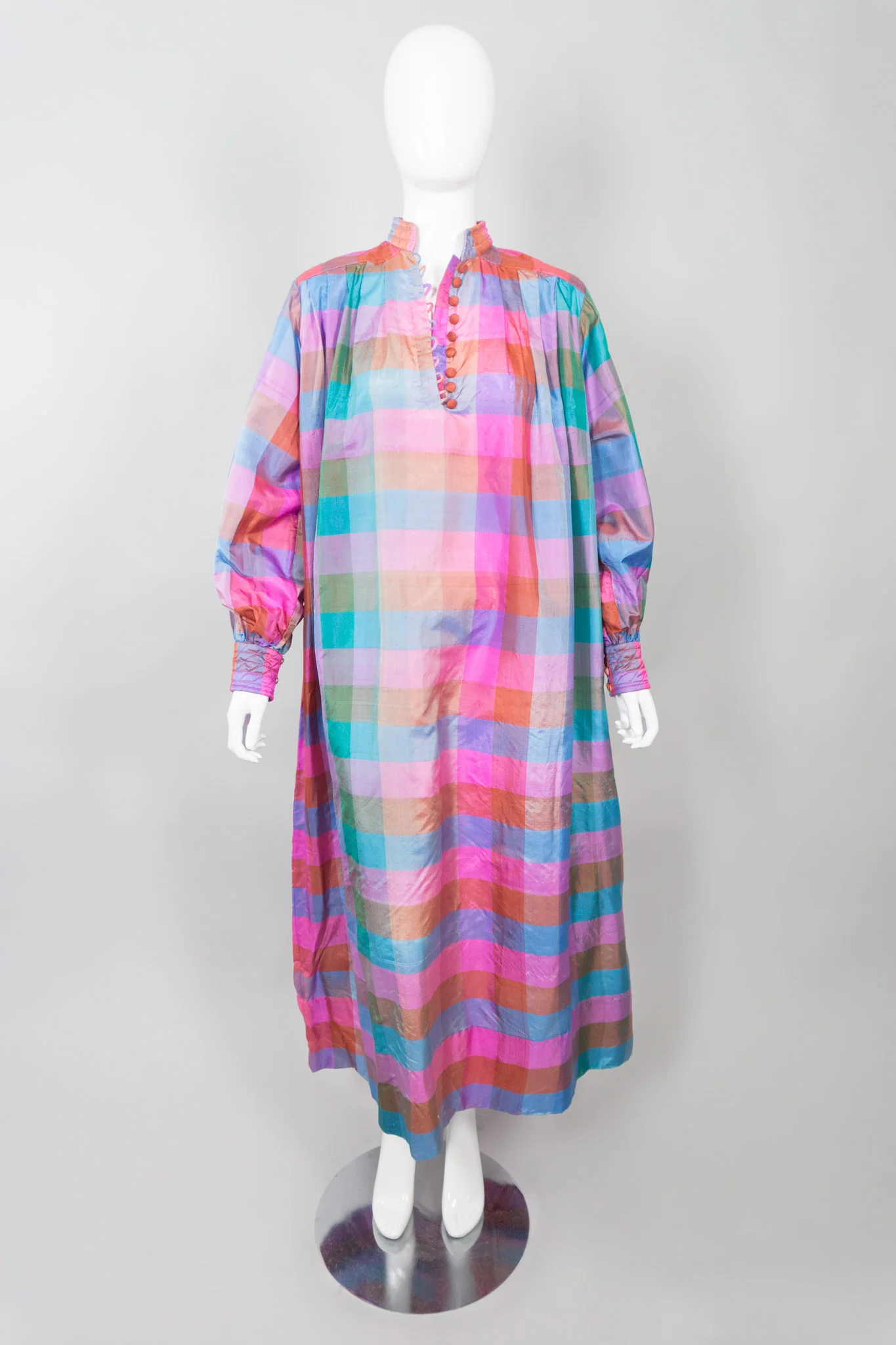 Iridescent Check Silk Kaftan - Image 3