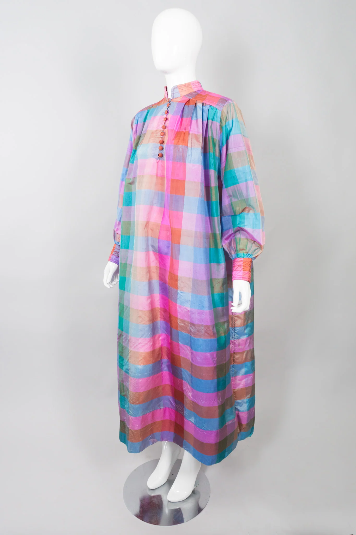 Iridescent Check Silk Kaftan - Image 4