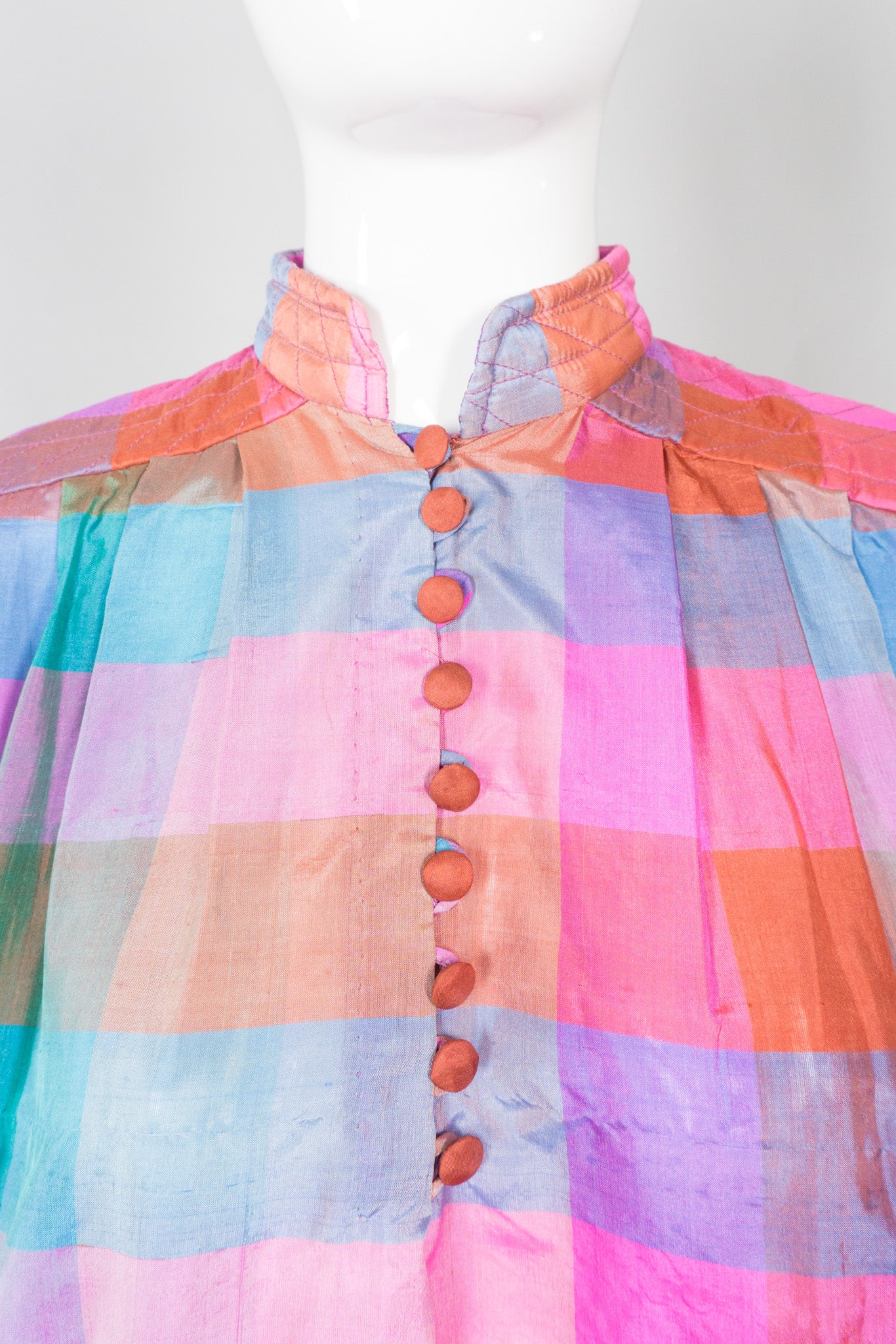 Iridescent Check Silk Kaftan - Image 9