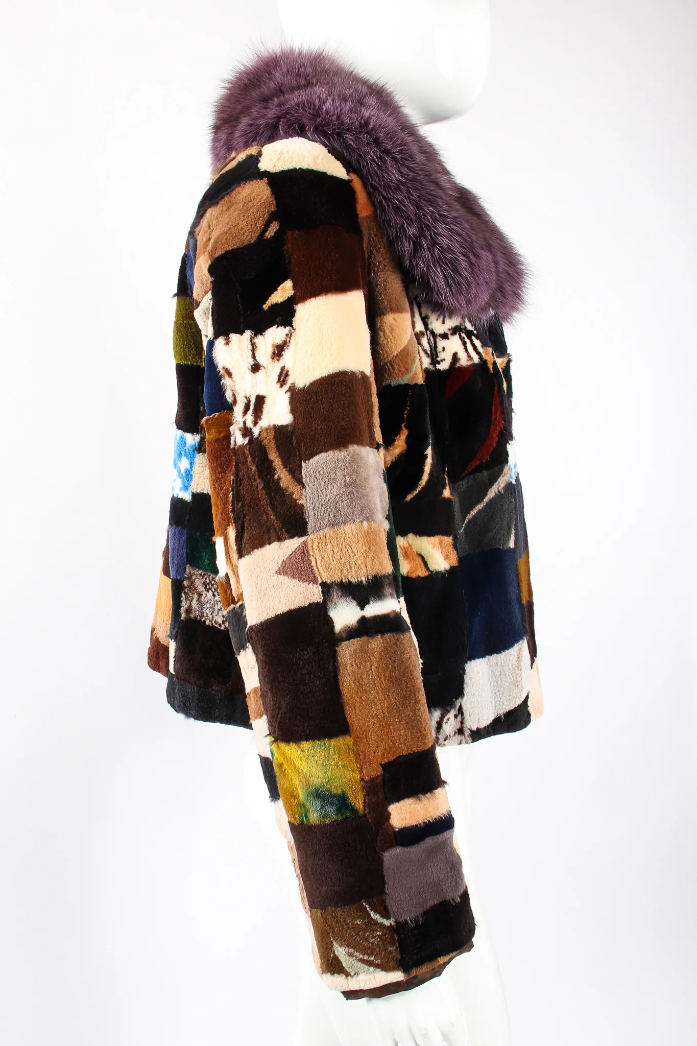 Patchwork Fur Collar Jacket - Image 10