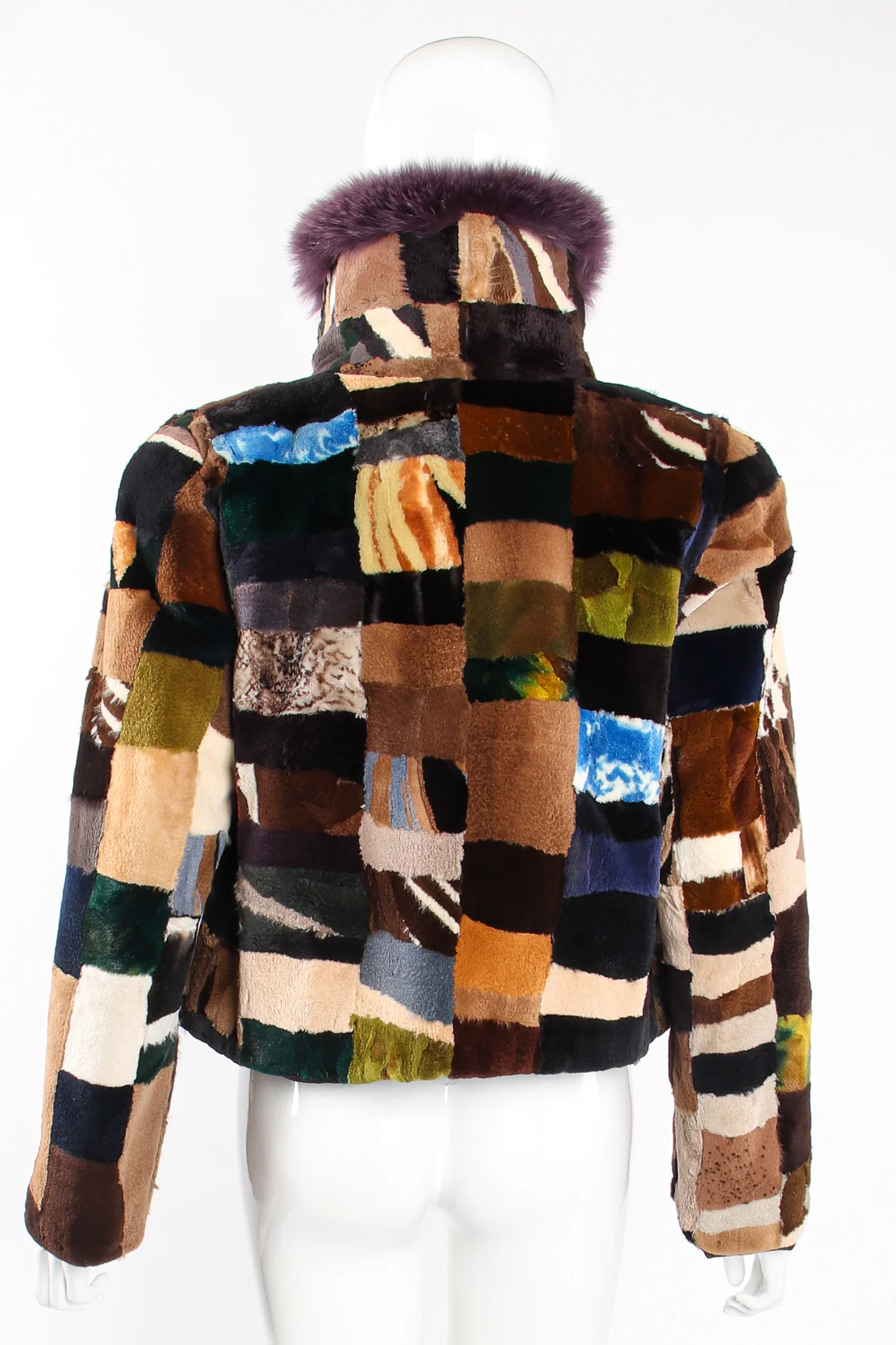 Patchwork Fur Collar Jacket - Image 16