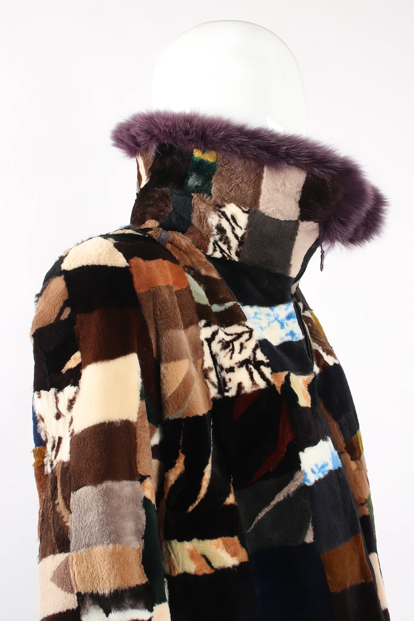 Patchwork Fur Collar Jacket - Image 9